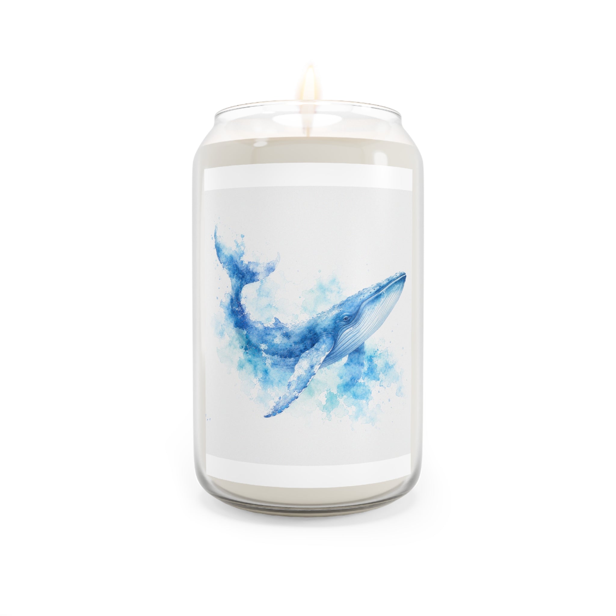 Whale Watercolor Soy Candle — 13.75 oz Scented Jar