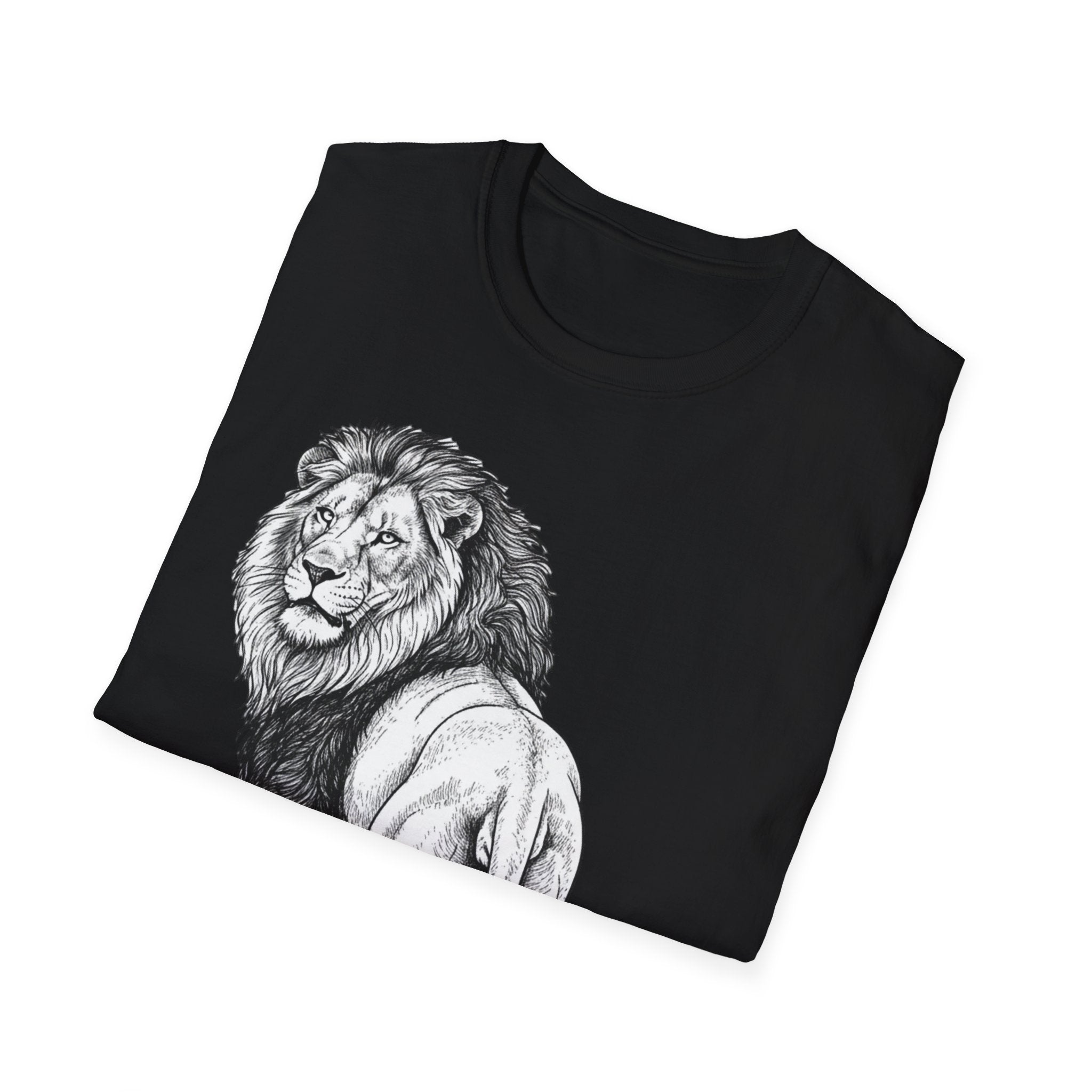 Lion Sketch T-Shirt — Detailed Black & White Lion Illustration Tee