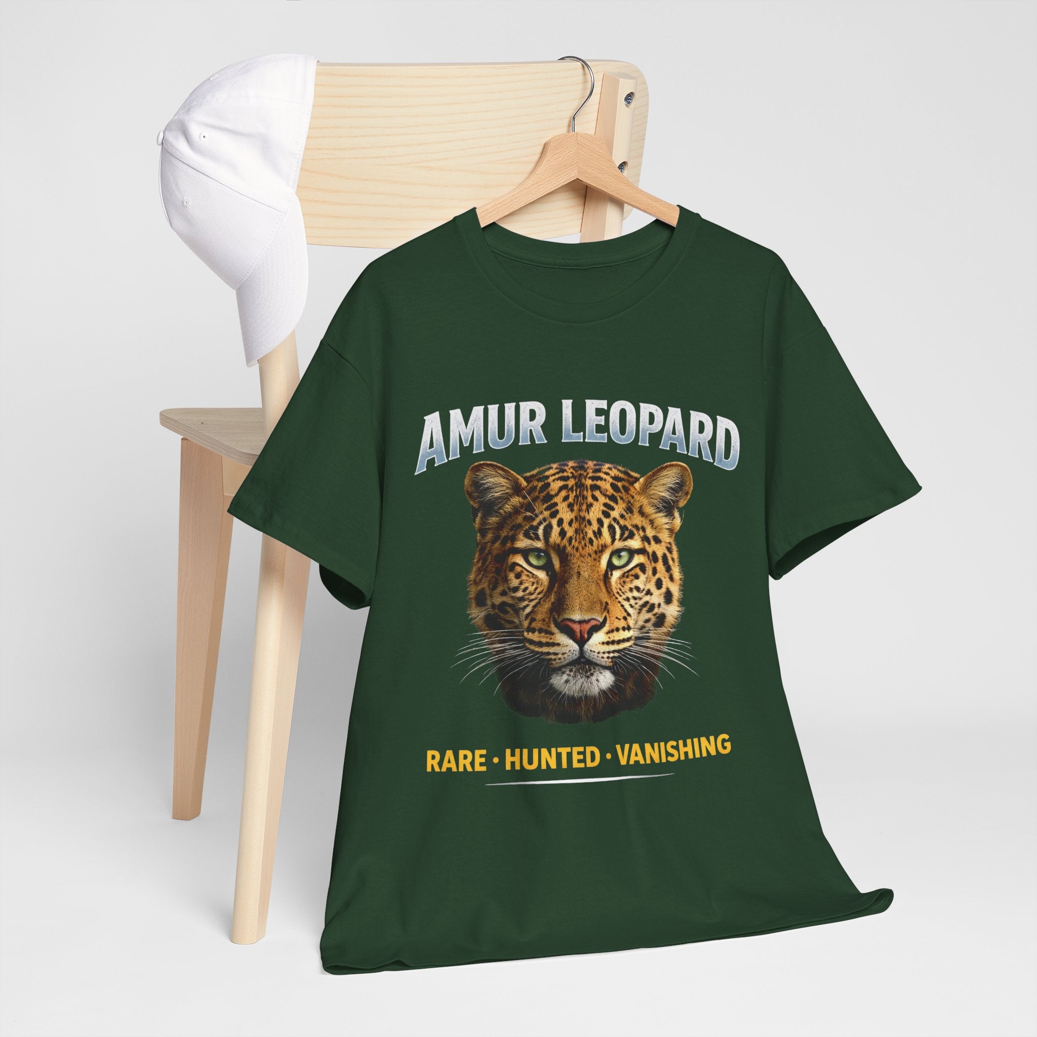 Amur Leopard Conservation Tee — 'Rare • Hunted • Vanishing' Wildlife T-Shirt