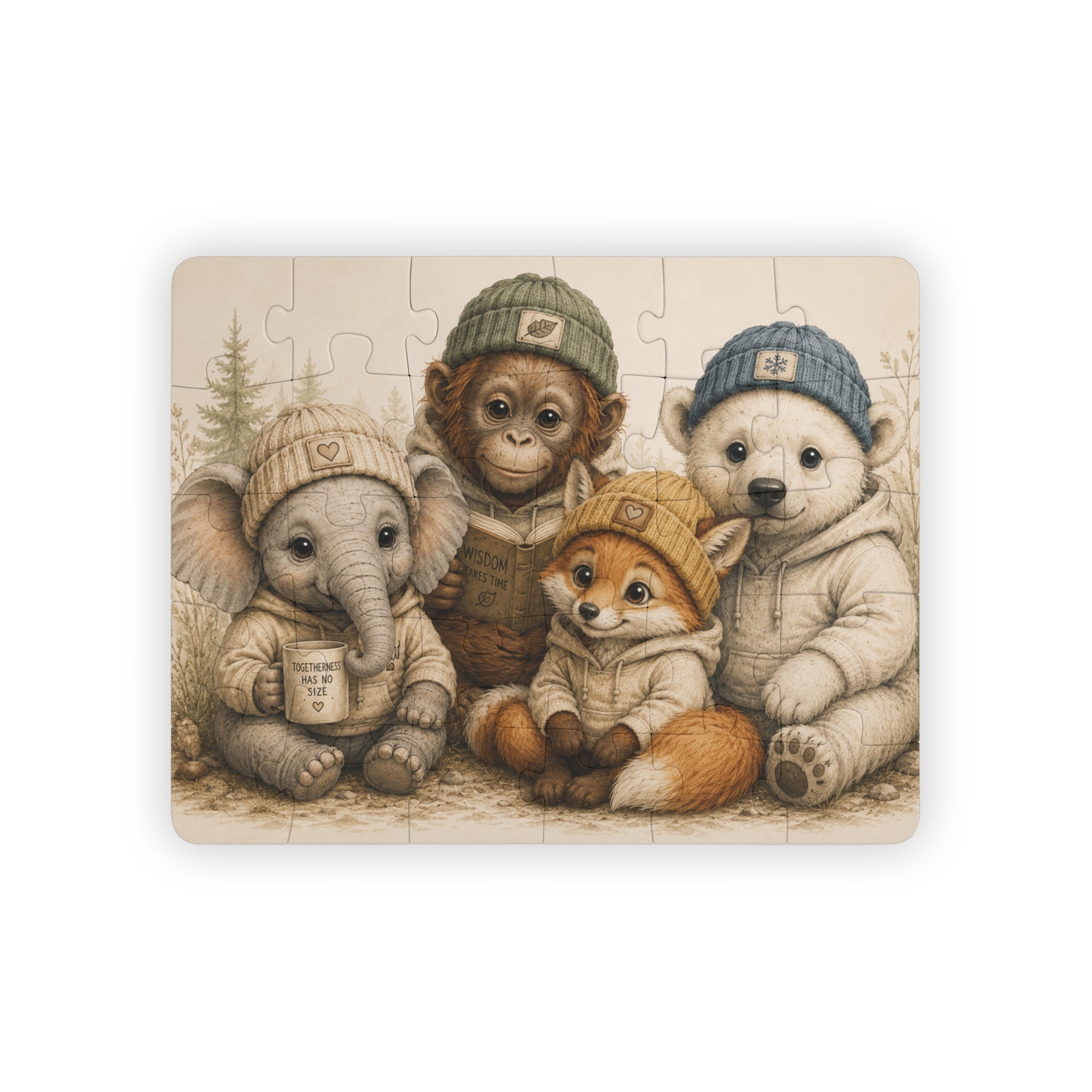 Orrie and Friends 30-Piece Kids' Puzzle – Cute Baby Animals in Knit Hats