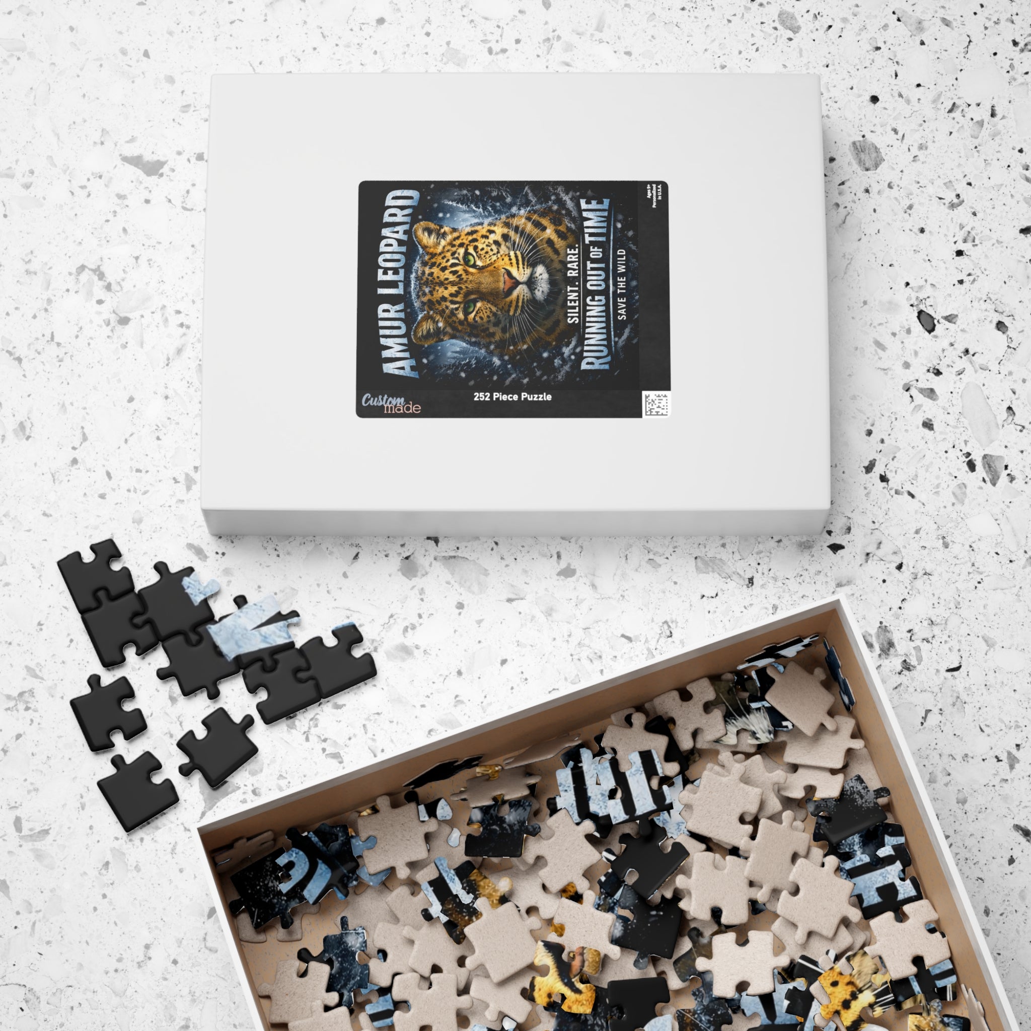Amur Leopard Puzzle — "Running Out of Time" Wildlife Conservation Jigsaw (252–1014 pcs)