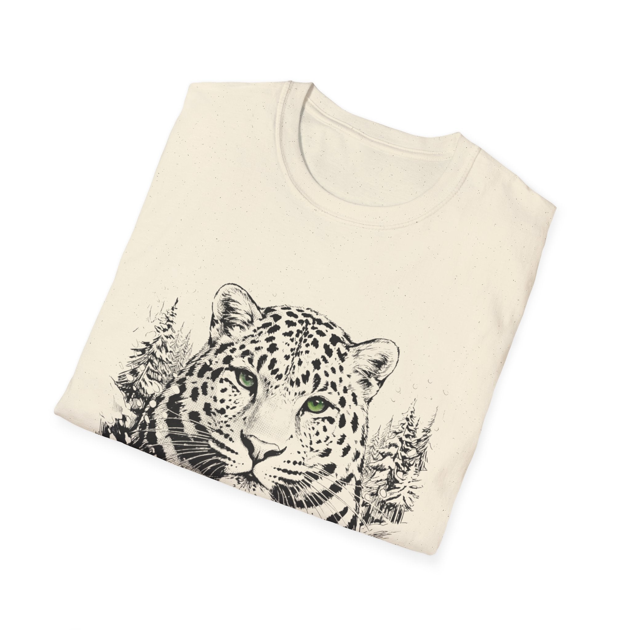 Leopard Portrait T-Shirt — Striking Green-Eyed Big Cat Graphic Tee
