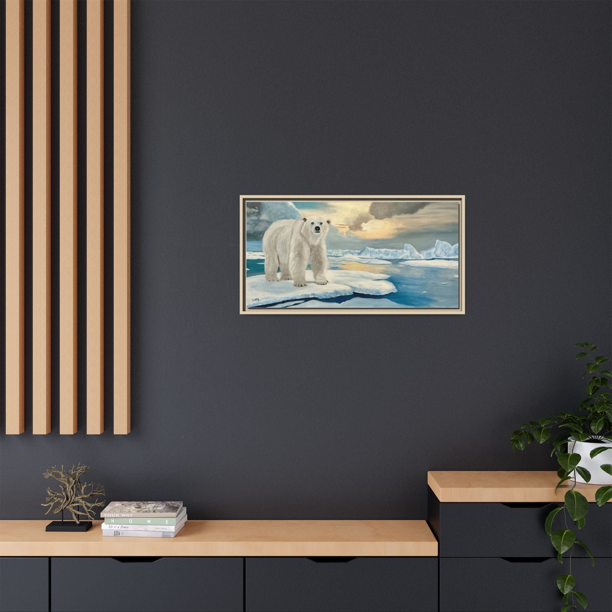 Polar Bear Arctic Canvas Print — Framed Matte Wall Art