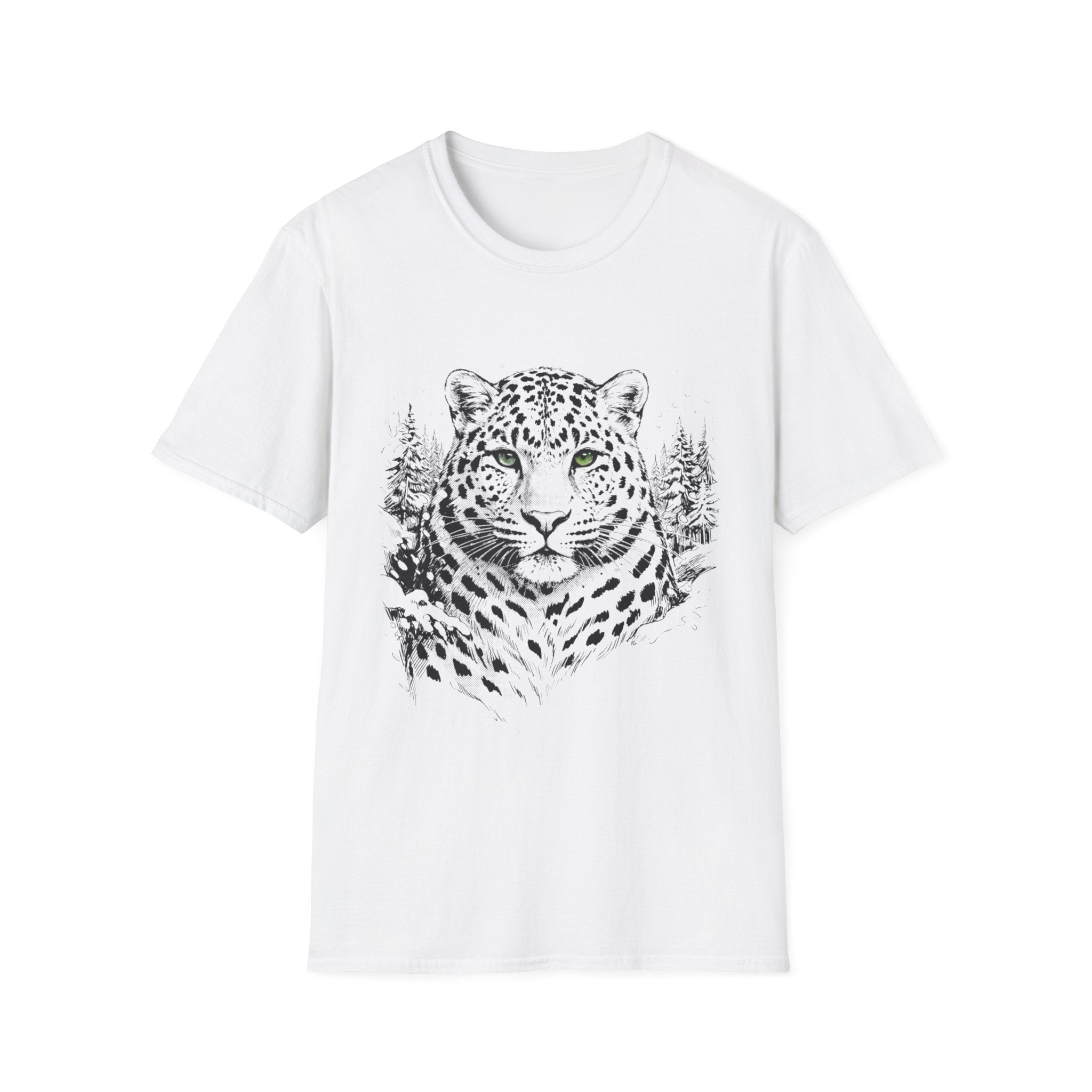 Leopard Portrait T-Shirt — Striking Green-Eyed Big Cat Graphic Tee