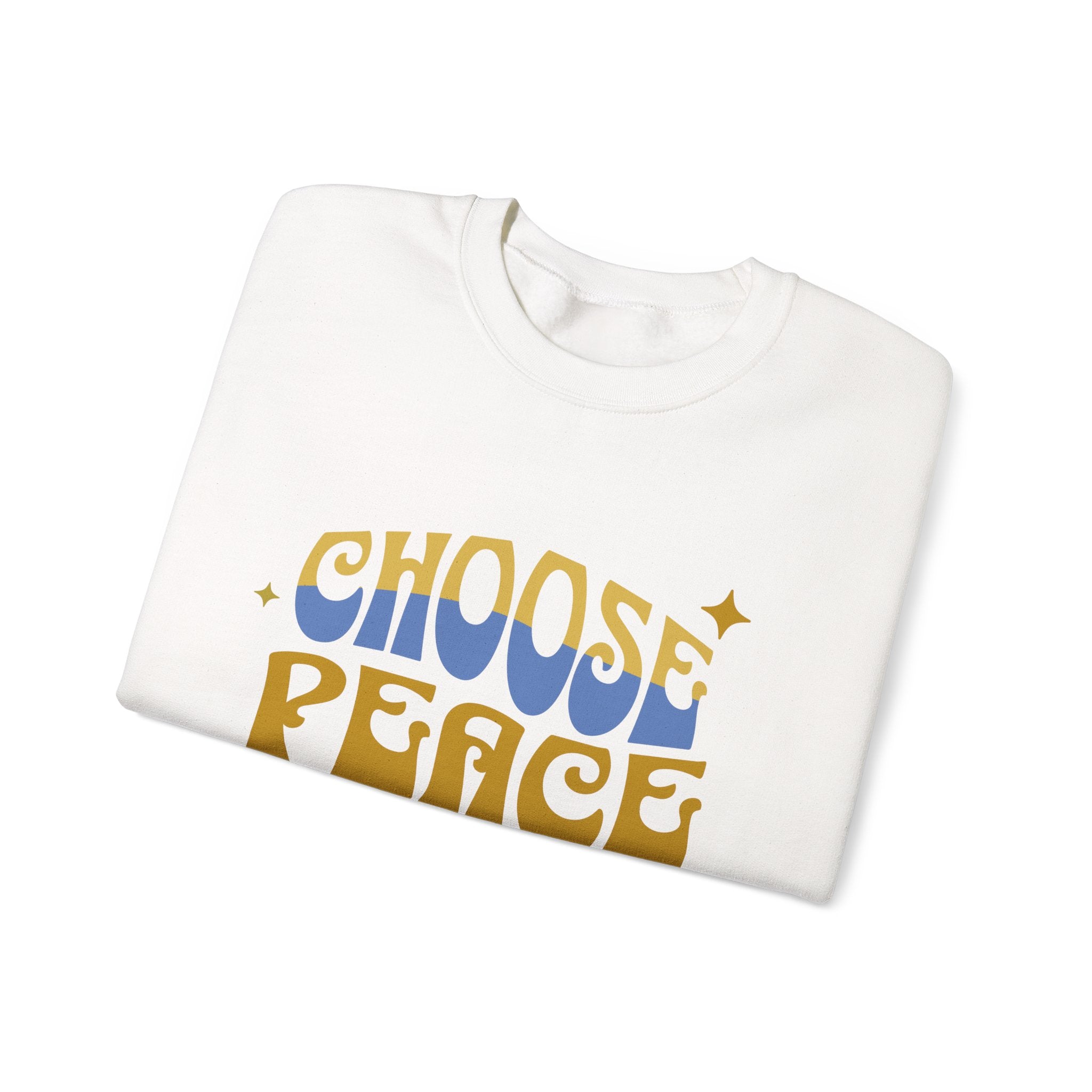 Crewneck Sweatshirt — "Choose Peace Together" Retro Typography, Peace & Unity Graphic