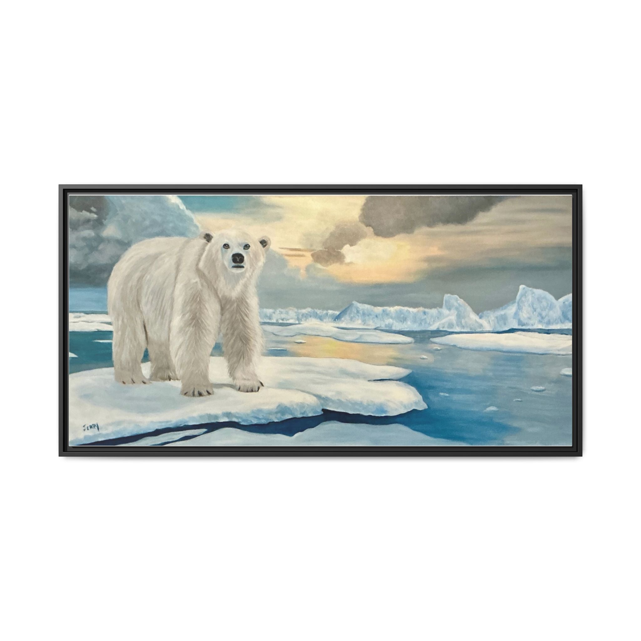 Polar Bear Arctic Canvas Print — Framed Matte Wall Art