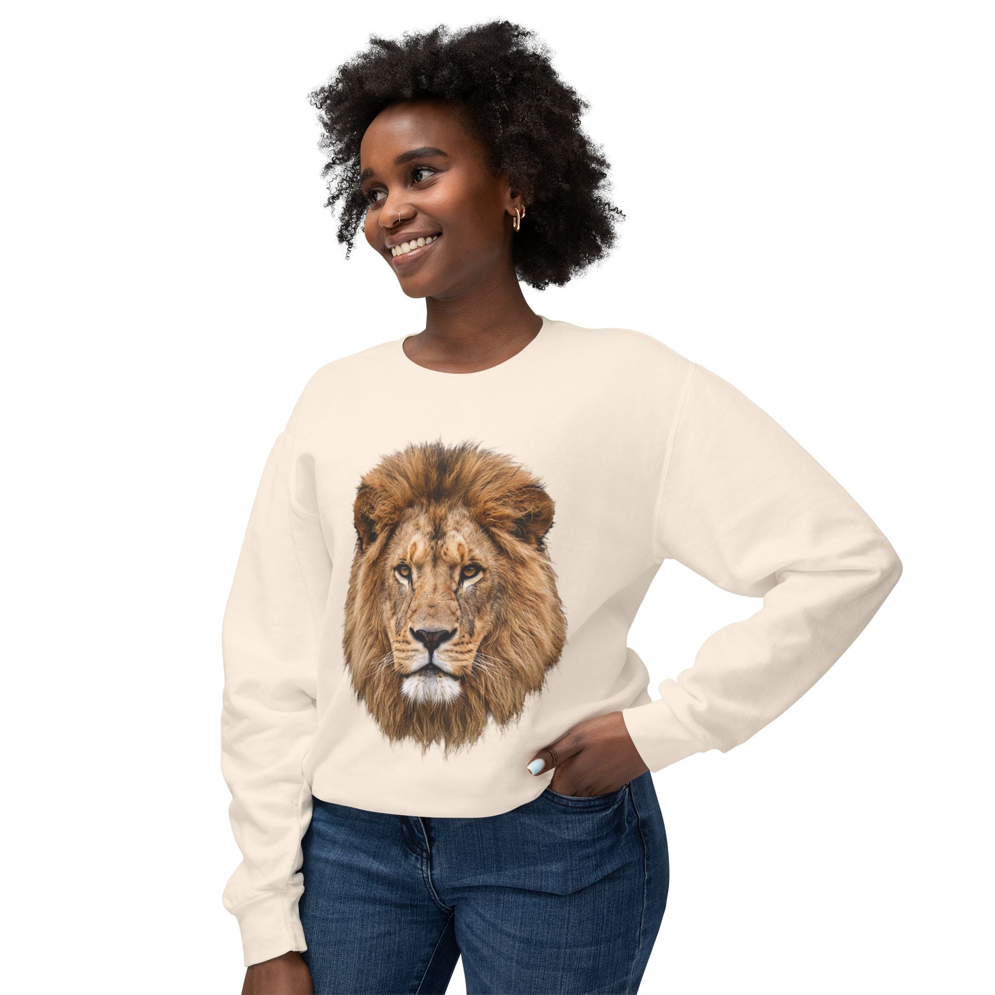 Lion Portrait Crewneck Sweatshirt – Relaxed lightweight fit