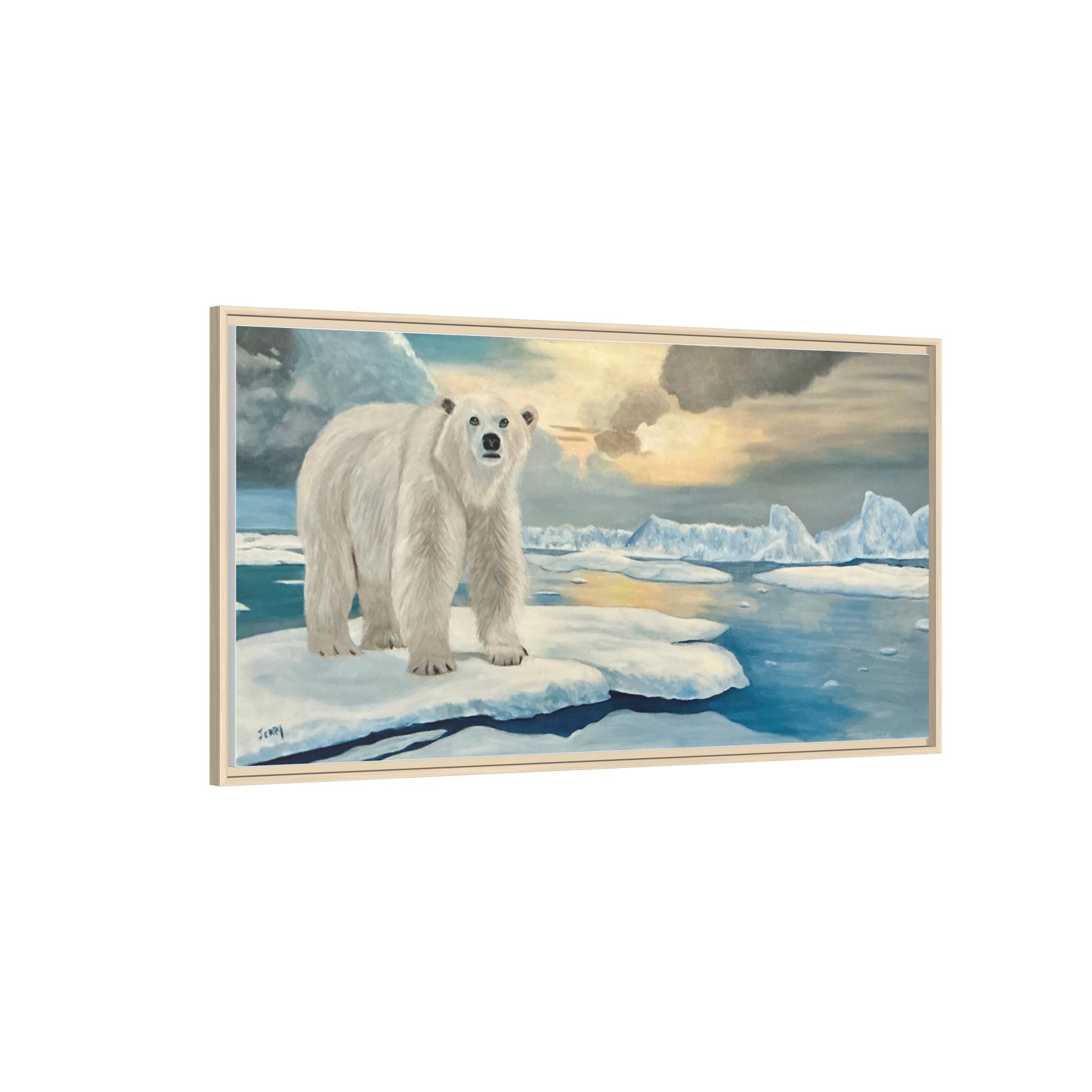 Polar Bear Arctic Canvas Print — Framed Matte Wall Art
