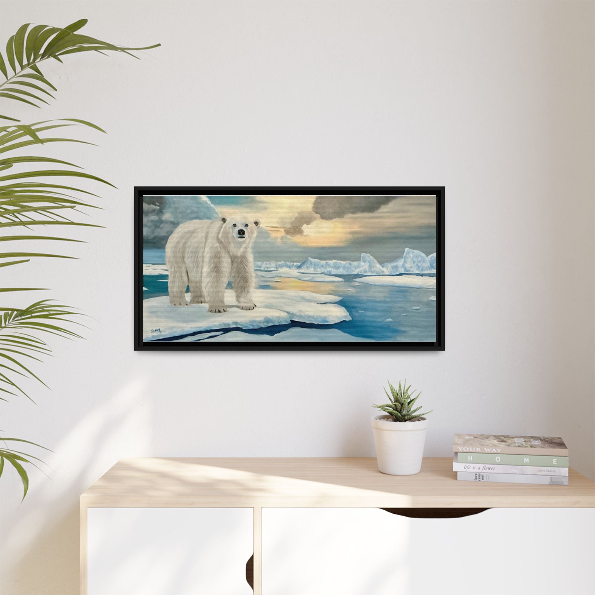 Polar Bear Arctic Canvas Print — Framed Matte Wall Art