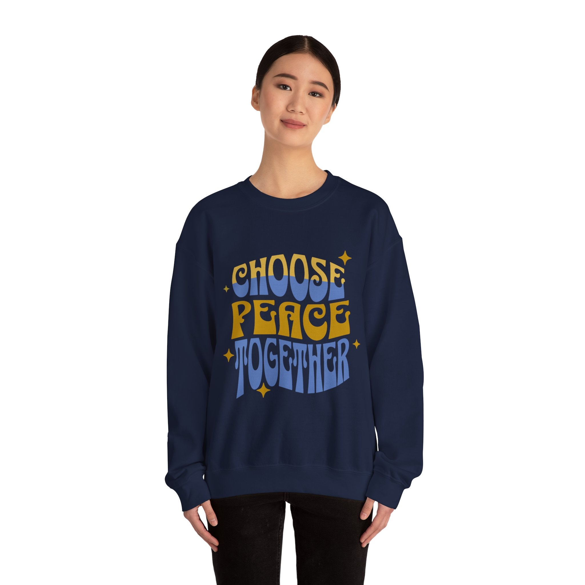 Crewneck Sweatshirt - "Choose Peace Together" Retro Typography Peace Crewneck
