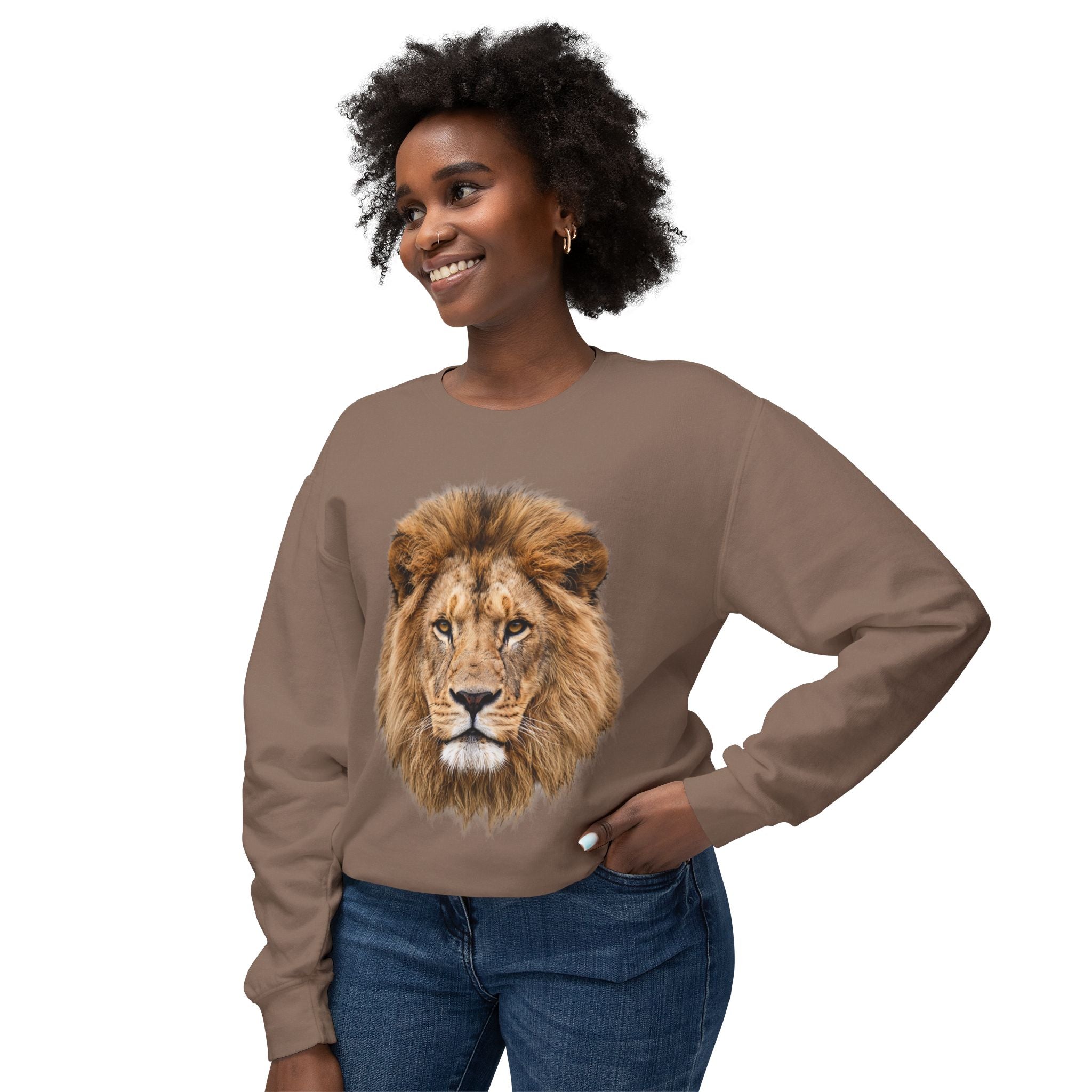 Lion Portrait Crewneck Sweatshirt – Relaxed lightweight fit