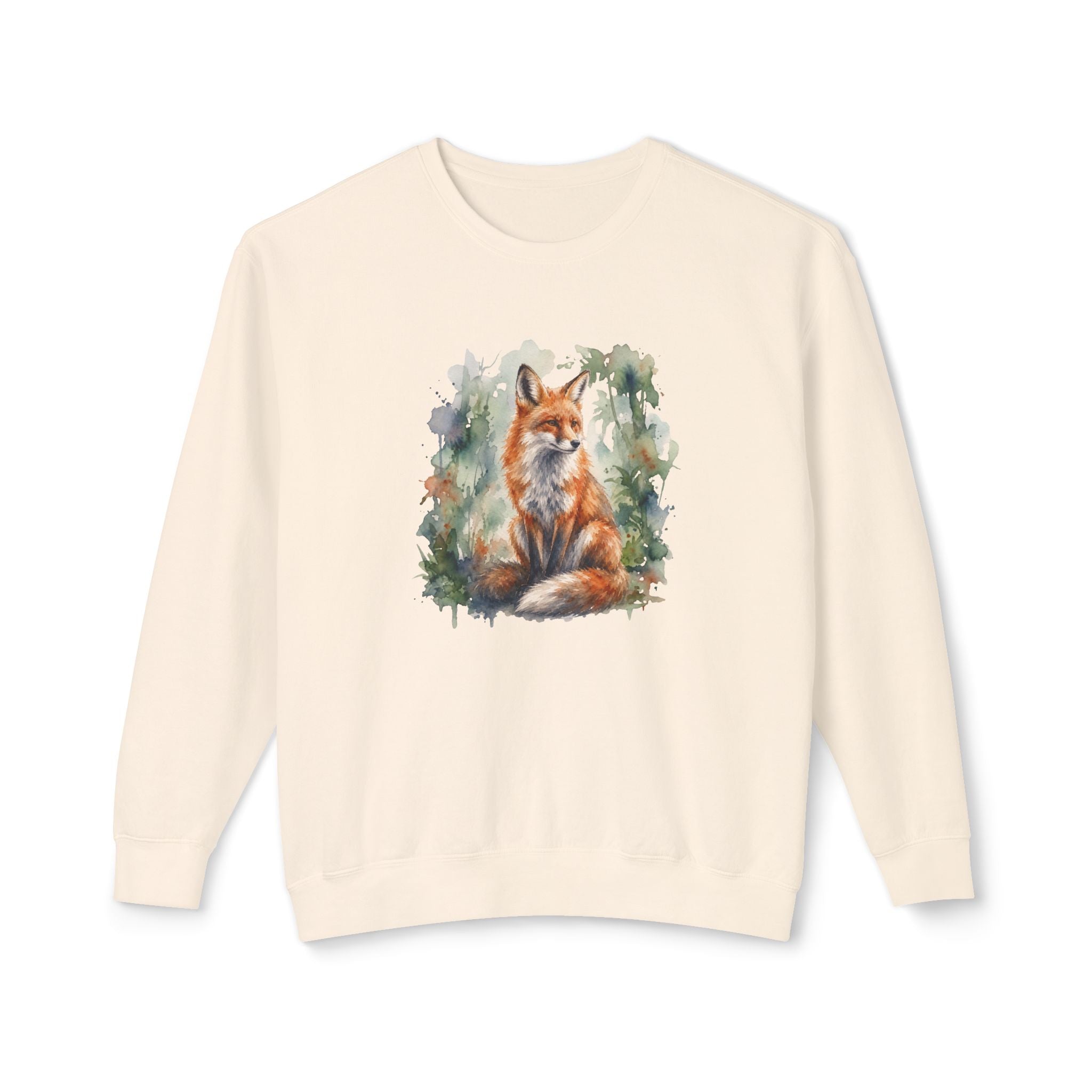 Fox Watercolor Wildlife Sweatshirt on Comfort Colors