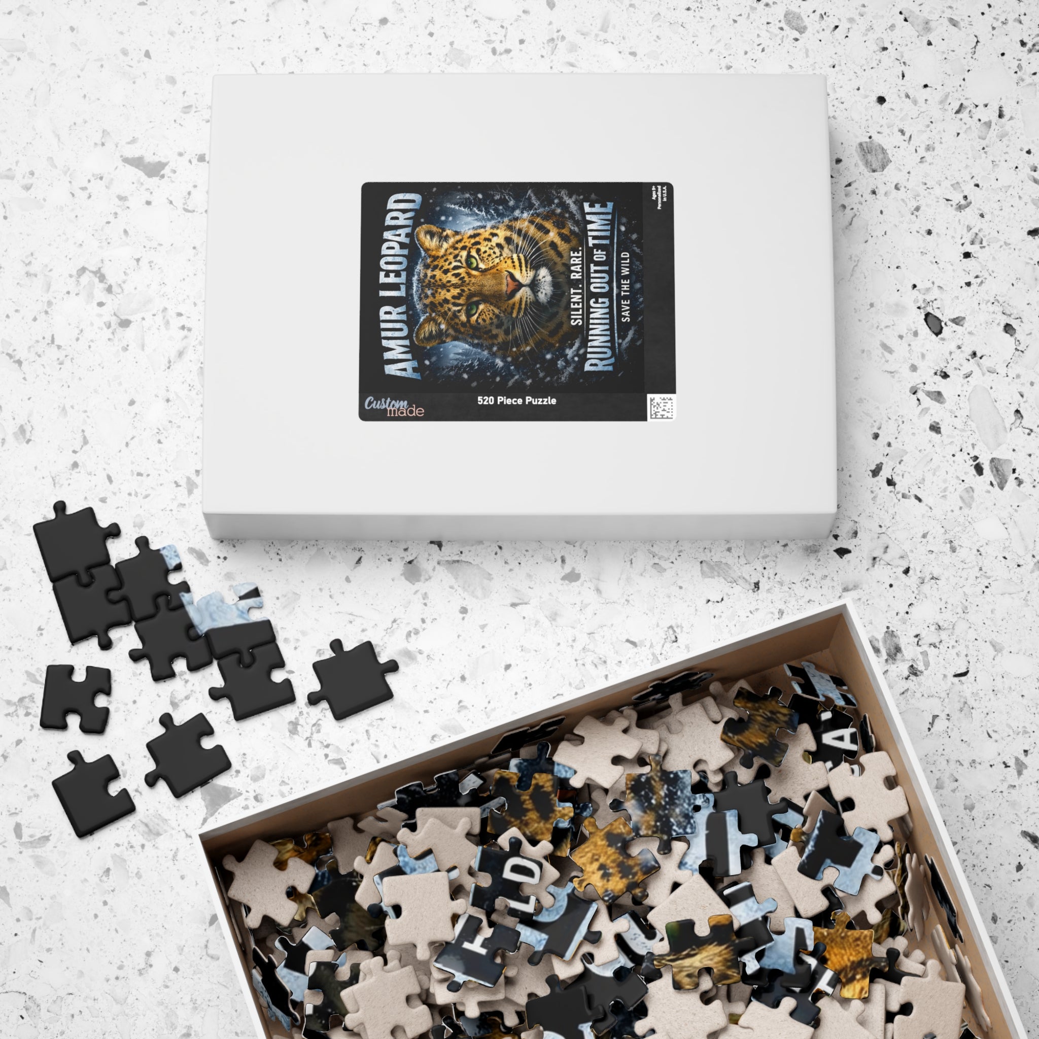 Amur Leopard Puzzle — "Running Out of Time" Wildlife Conservation Jigsaw (252–1014 pcs)