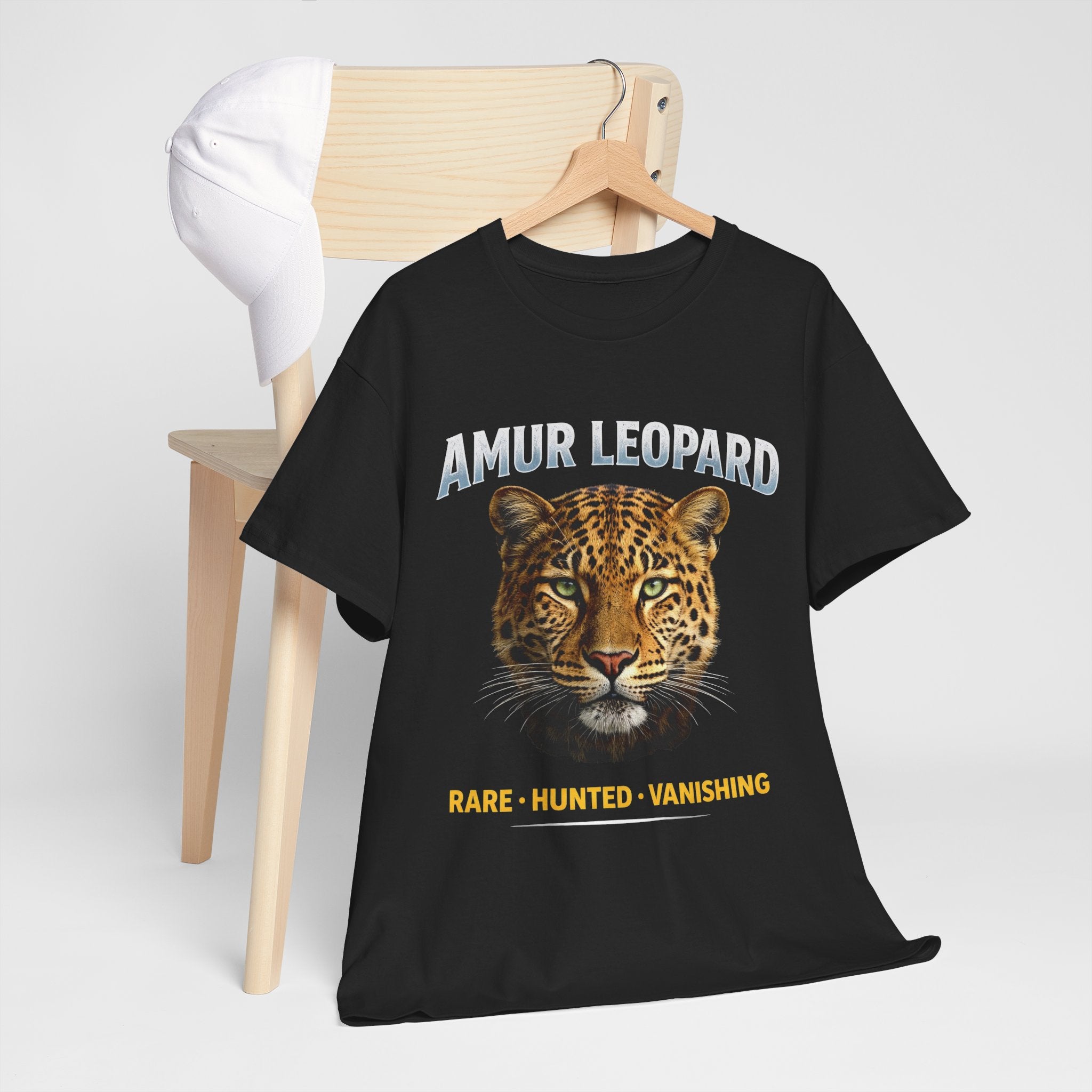 Amur Leopard Conservation Tee — 'Rare • Hunted • Vanishing' Wildlife T-Shirt