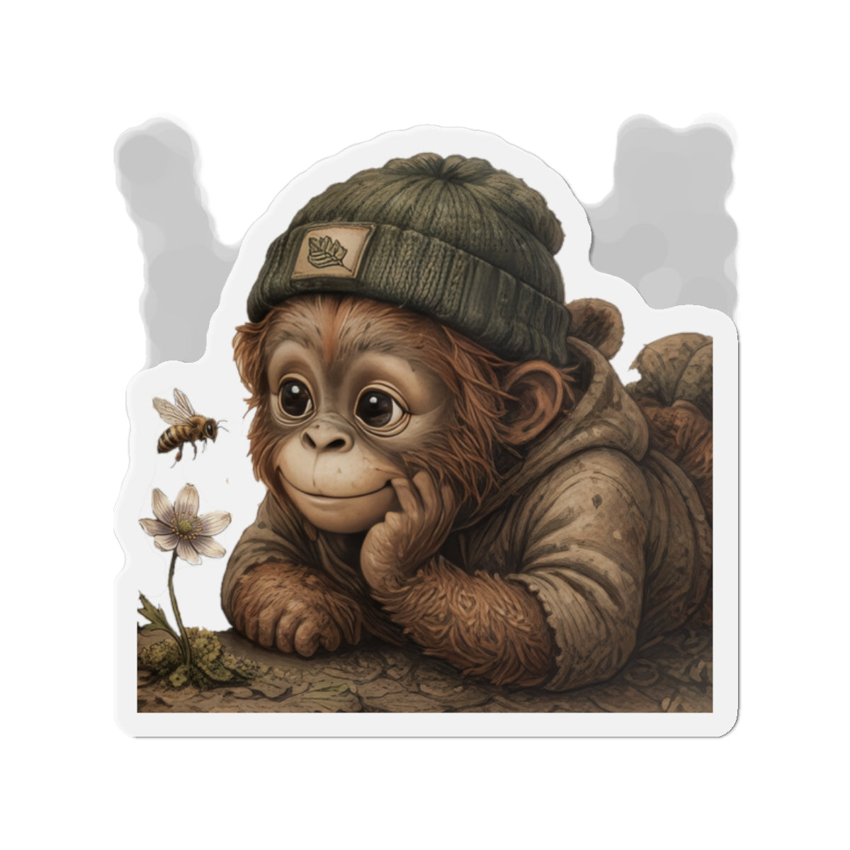 Orrie Die-Cut Magnet — Adorable Orrie with Beanie & Flower