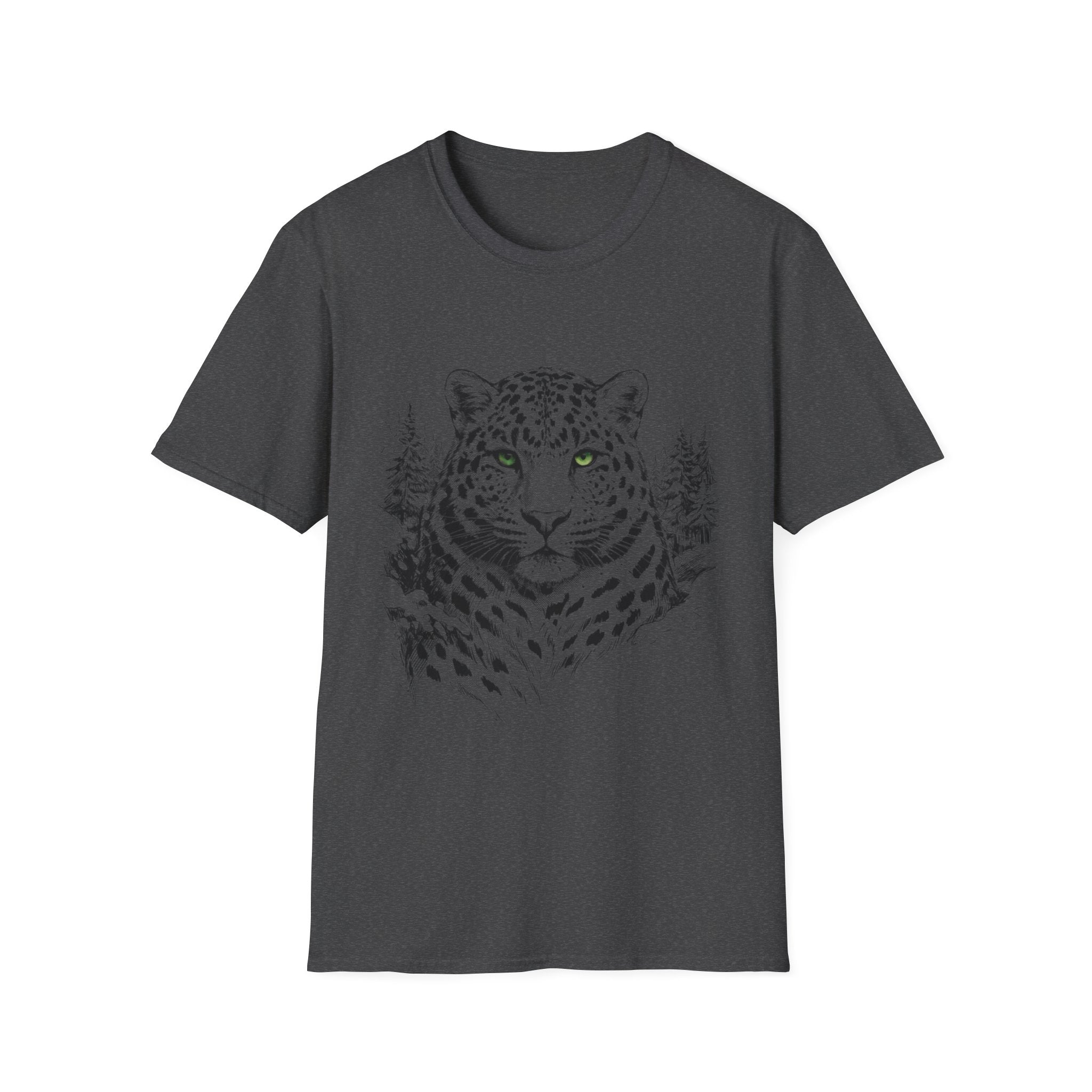 Leopard Portrait T-Shirt — Striking Green-Eyed Big Cat Graphic Tee