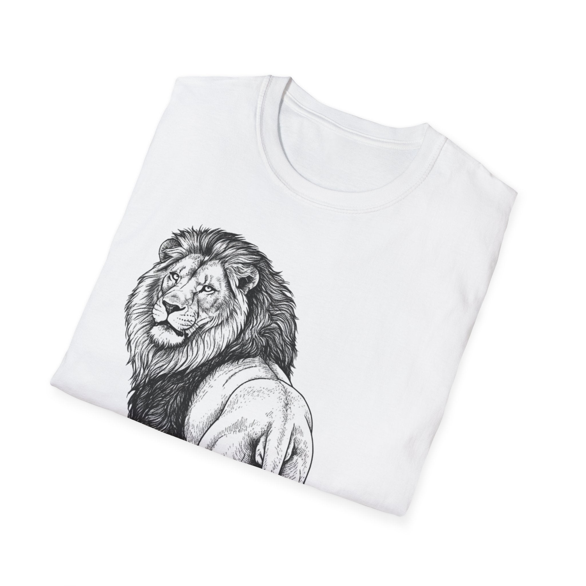 Lion Sketch T-Shirt — Detailed Black & White Lion Illustration Tee