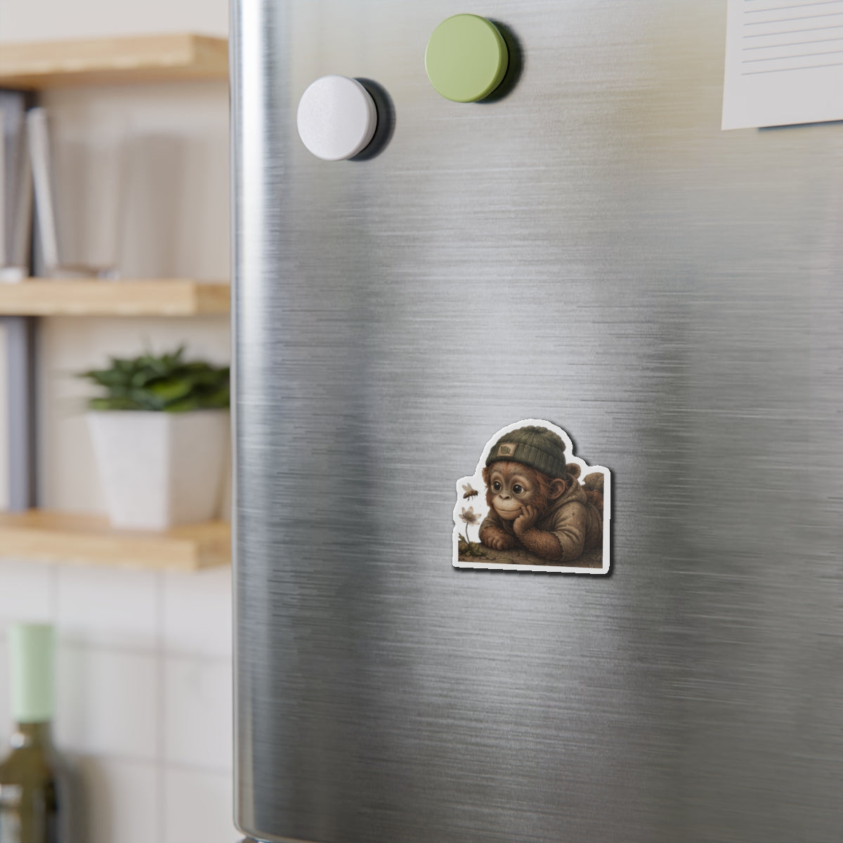 Orrie Die-Cut Magnet — Adorable Orrie with Beanie & Flower