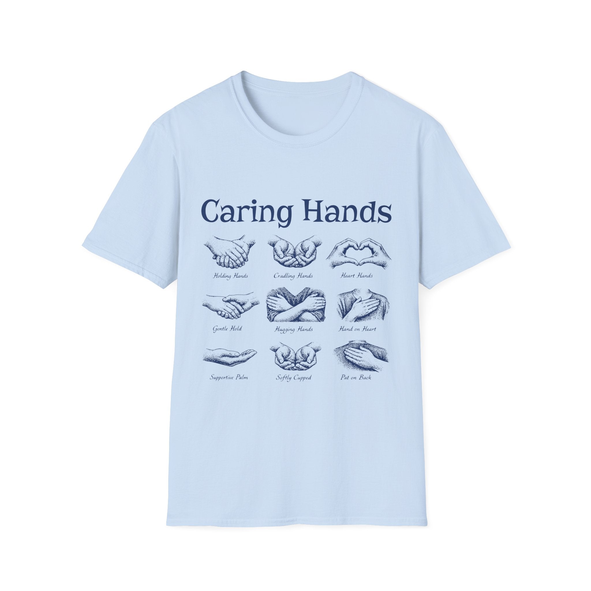Caring Hands Illustration T-Shirt — Compassionate Hand Sign Designs