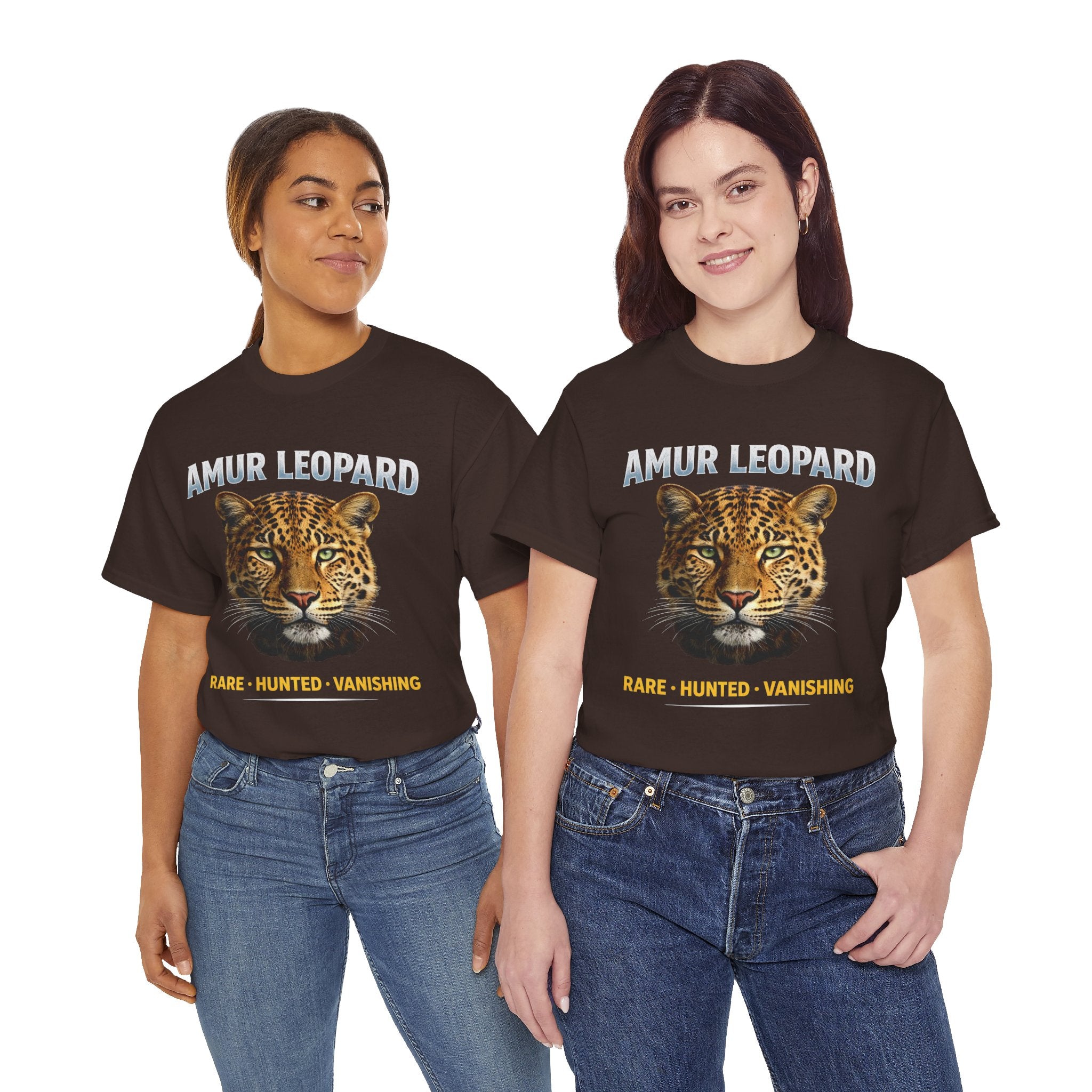 Amur Leopard Conservation Tee — 'Rare • Hunted • Vanishing' Wildlife T-Shirt