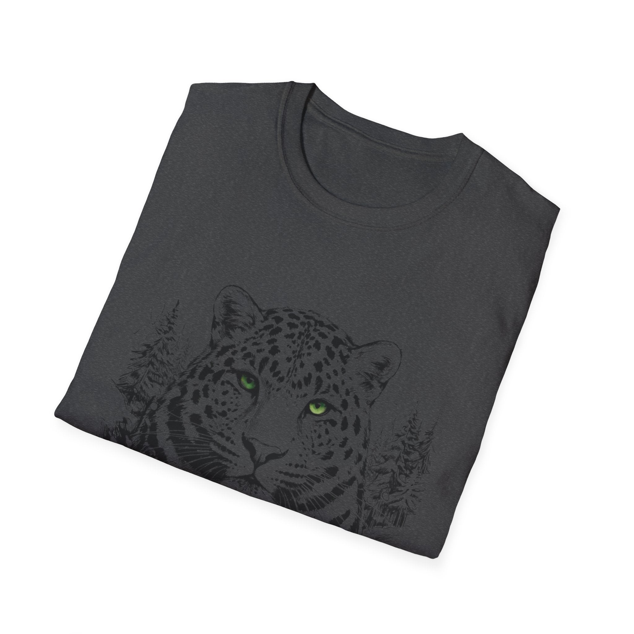 Leopard Portrait T-Shirt — Striking Green-Eyed Big Cat Graphic Tee