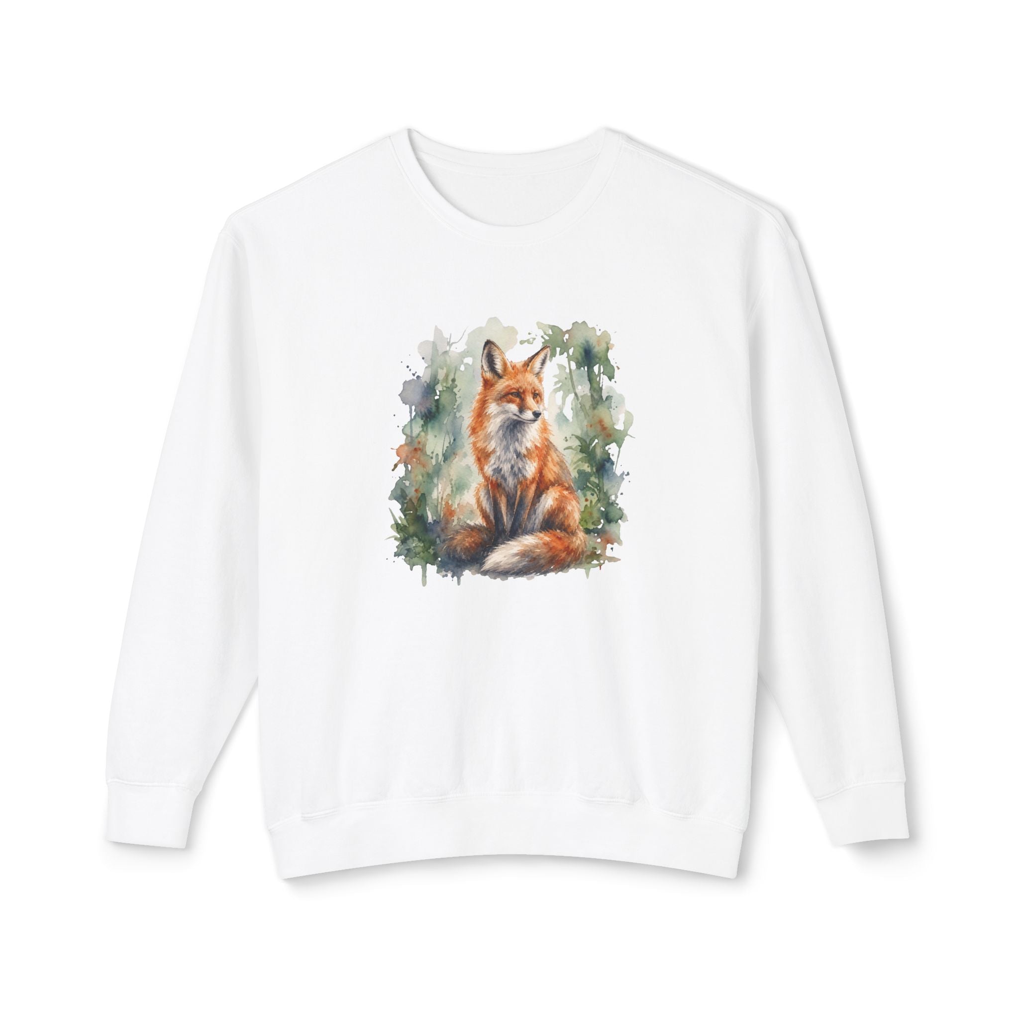 Fox Watercolor Wildlife Sweatshirt on Comfort Colors