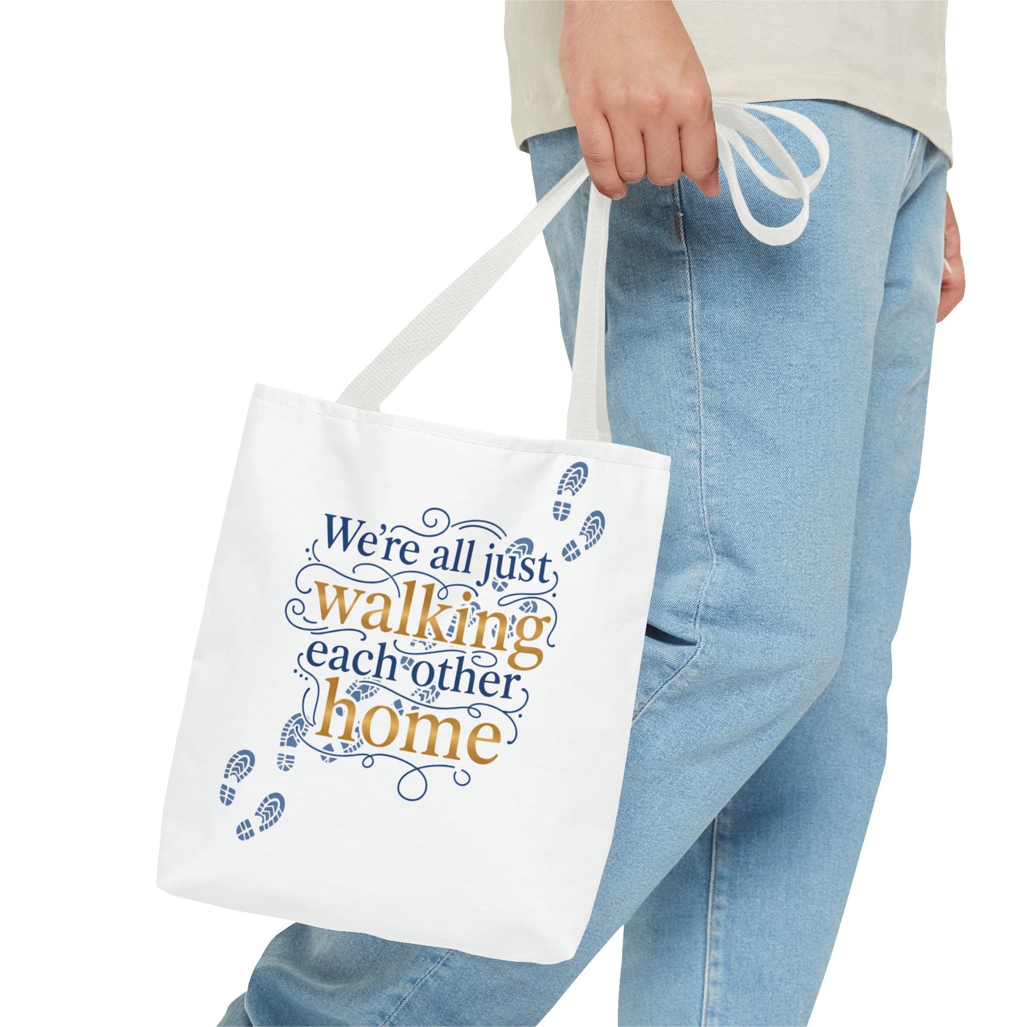 Walking Each Other Home Tote Bag — Inspirational Quote Canvas Tote