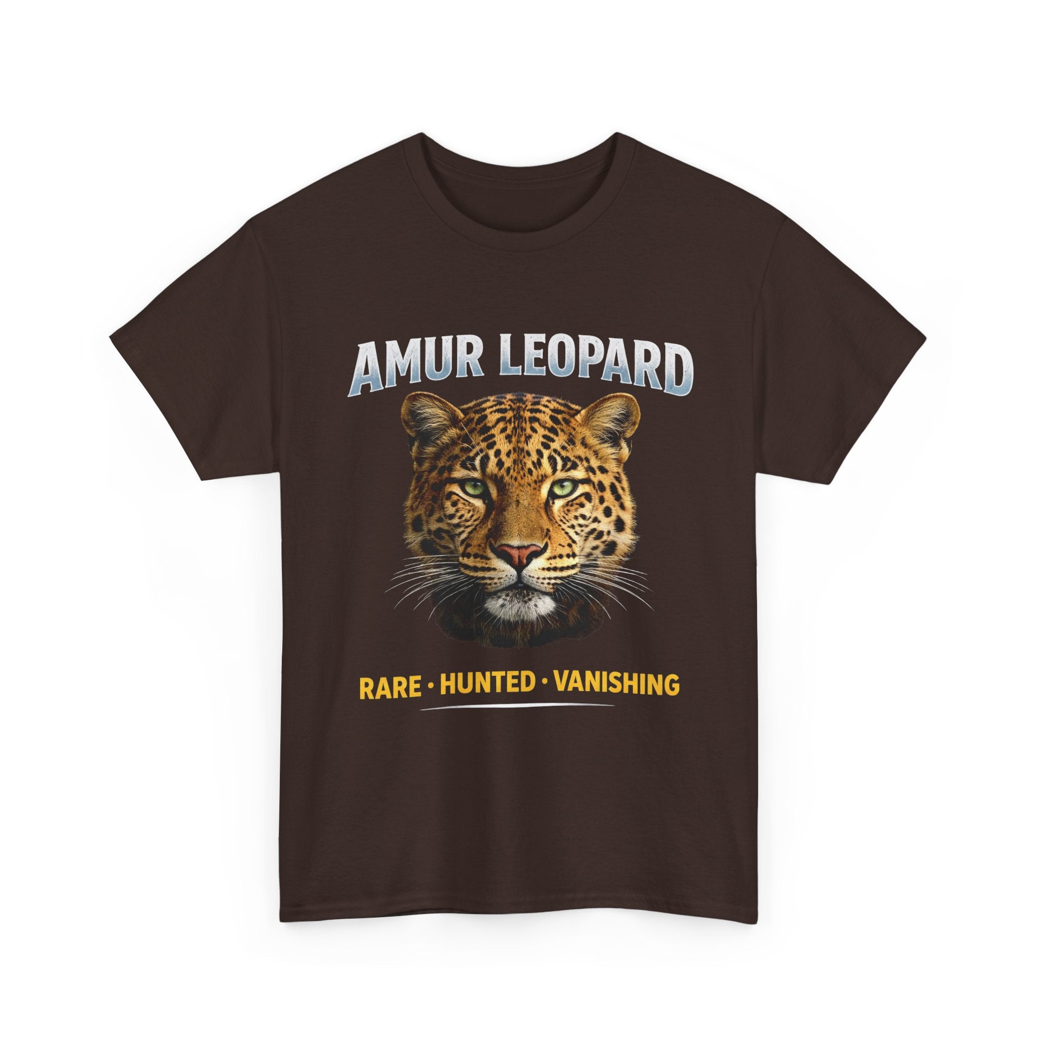 Amur Leopard Conservation Tee — 'Rare • Hunted • Vanishing' Wildlife T-Shirt
