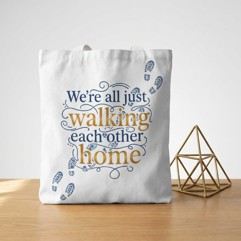 Walking Each Other Home Tote Bag — Inspirational Quote Canvas Tote