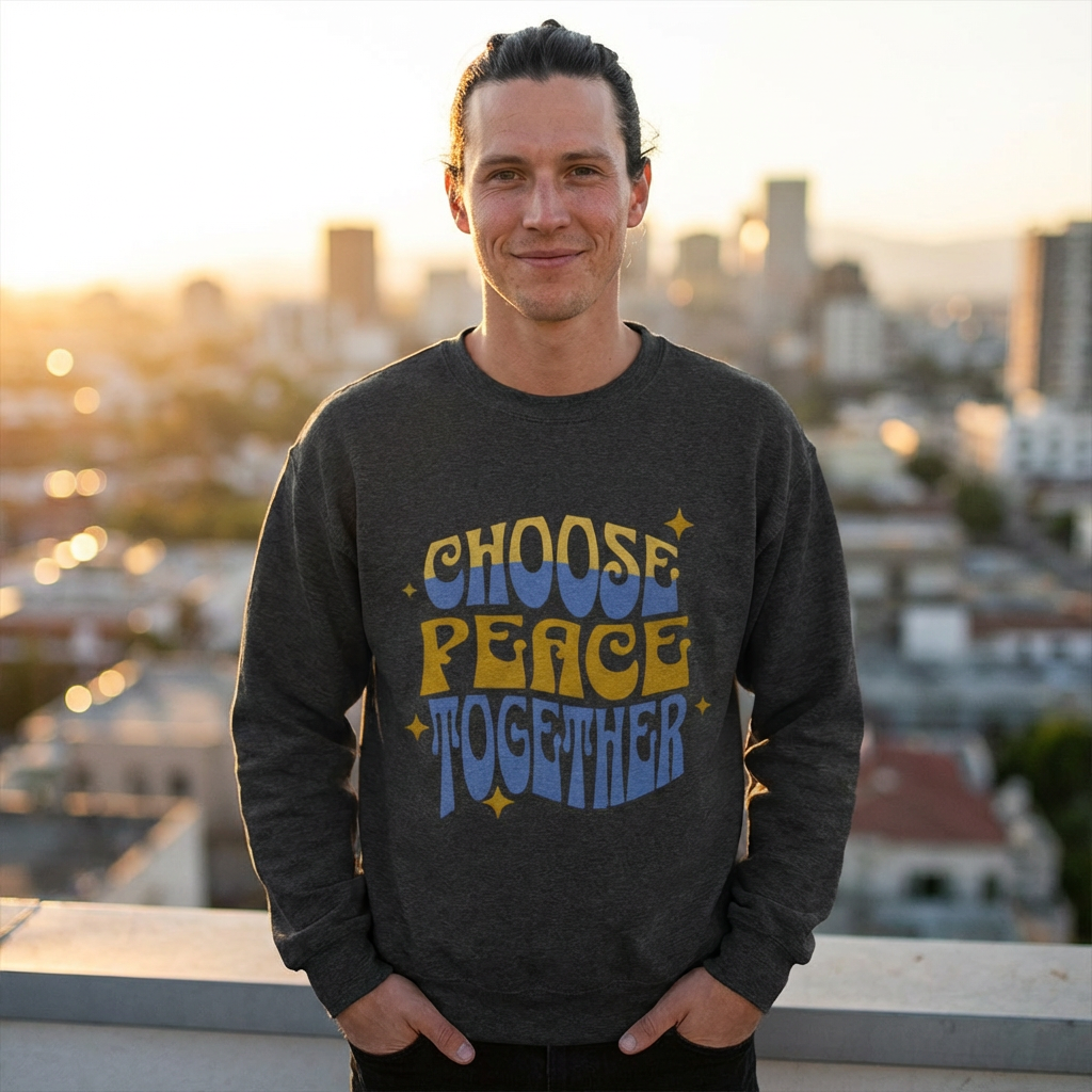 Crewneck Sweatshirt - "Choose Peace Together" Retro Typography Peace Crewneck