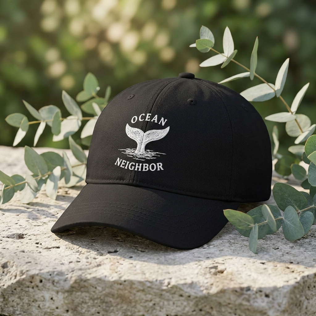Ocean Neighbor Cap — Whale Tail Embroidered Cap