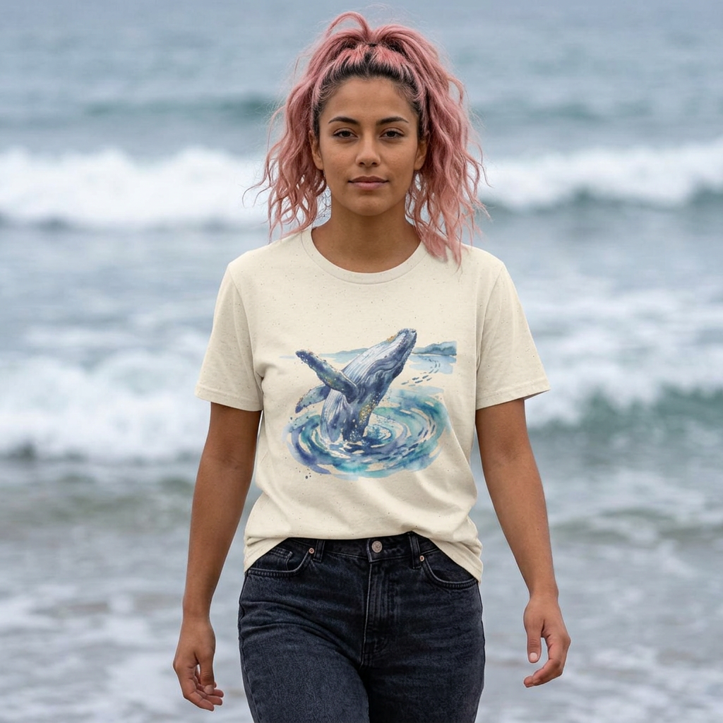 Whale Watercolor T-Shirt – Majestic Humpback Ocean Tee