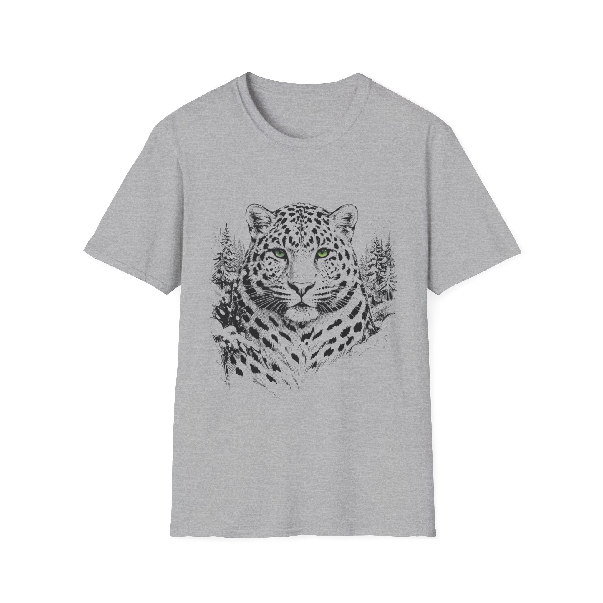 Leopard Portrait T-Shirt — Striking Green-Eyed Big Cat Graphic Tee