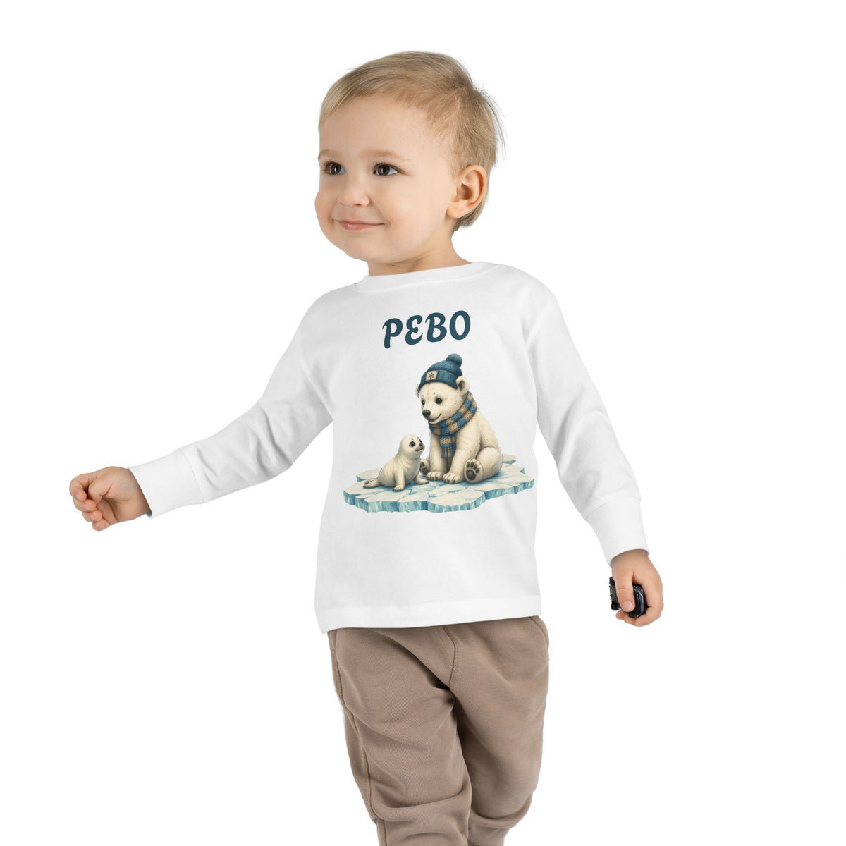 Toddler Long Sleeve Tee — Cozy Polar Bear & Seal Winter Shirt ("PEBO" Design)