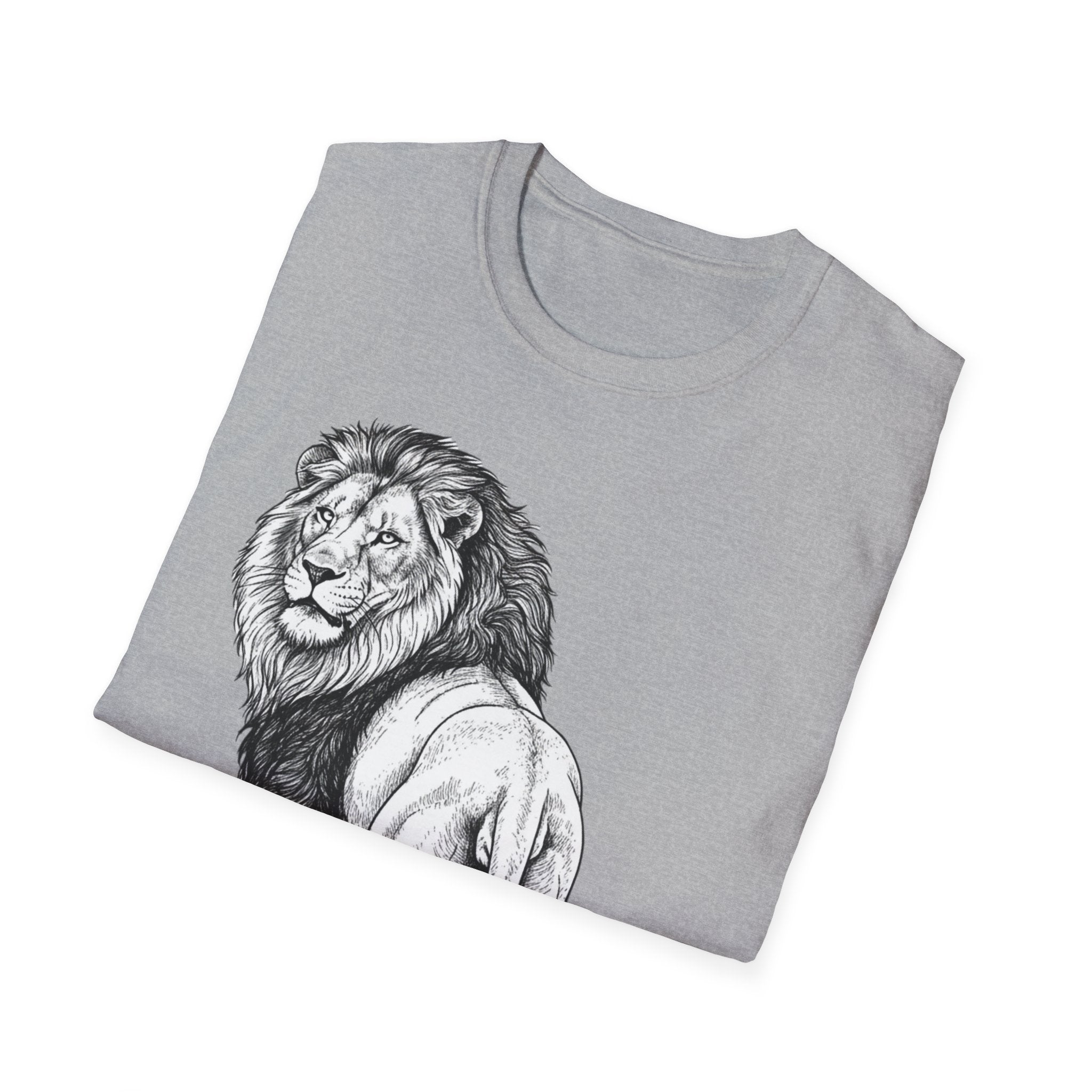 Lion Sketch T-Shirt — Detailed Black & White Lion Illustration Tee