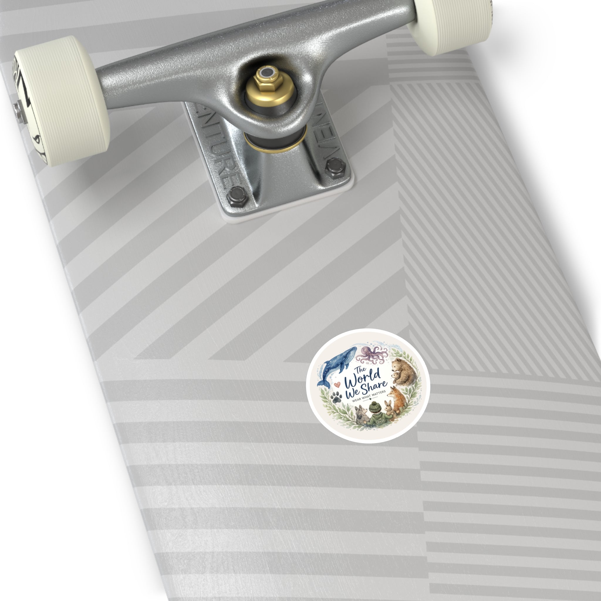 Round Sticker — The World We Share | Eco Wildlife Laptop & Water Bottle Decal