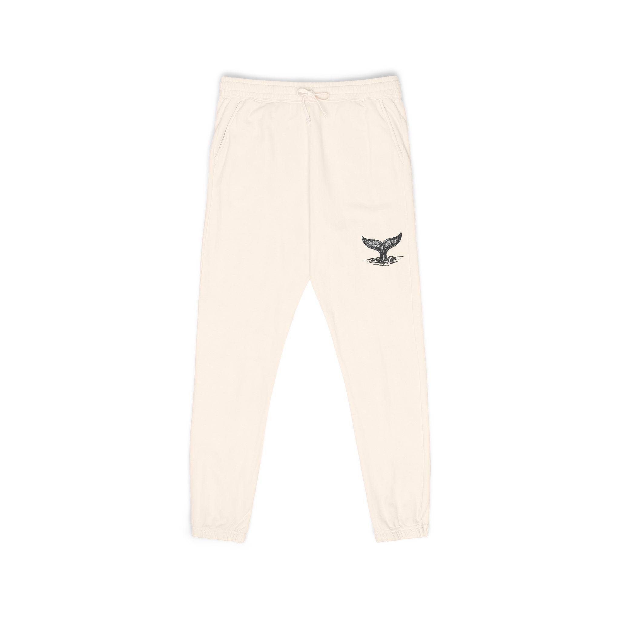 Whale Tail Fleece Sweatpants — Cream Garment-Dyed Joggers