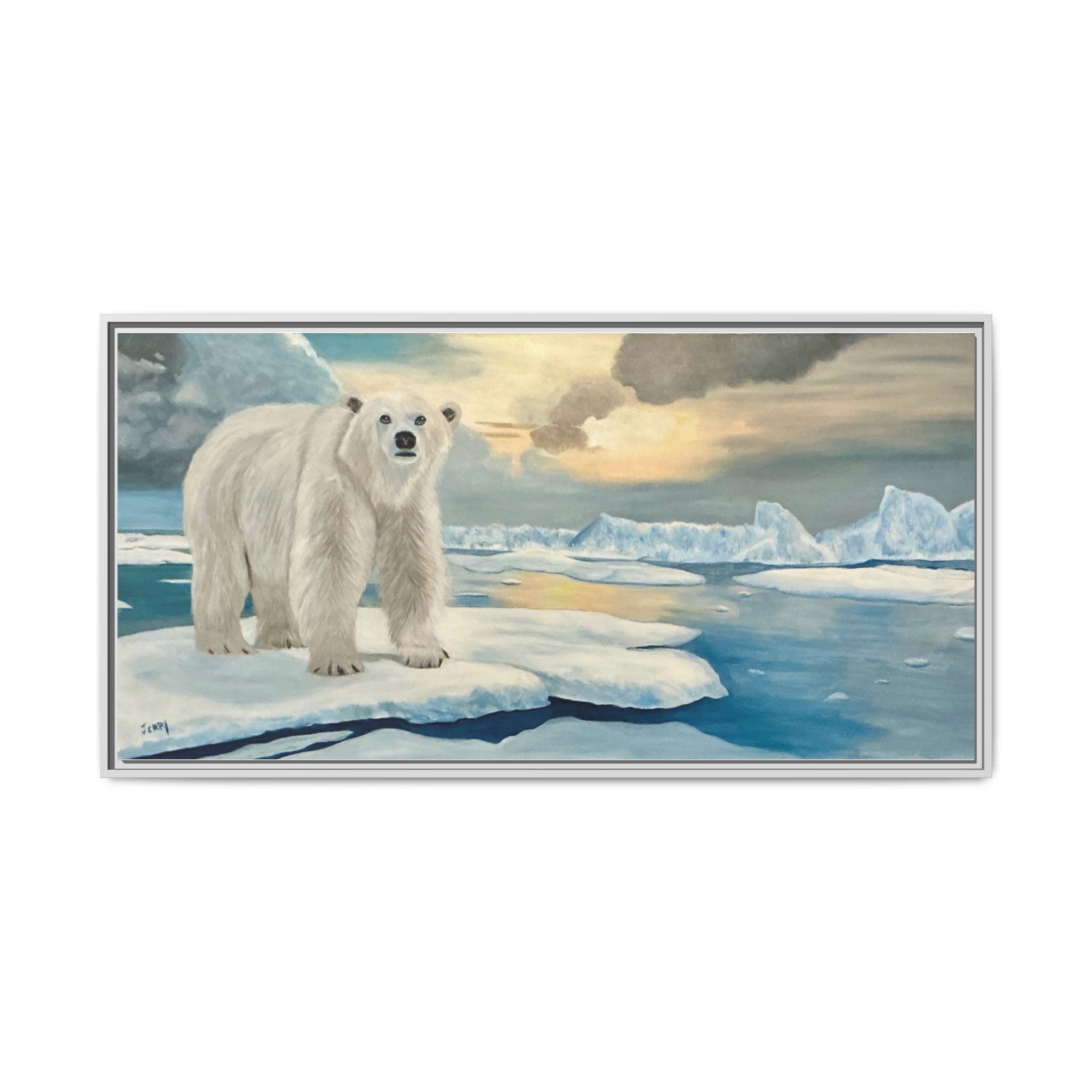 Polar Bear Arctic Canvas Print — Framed Matte Wall Art