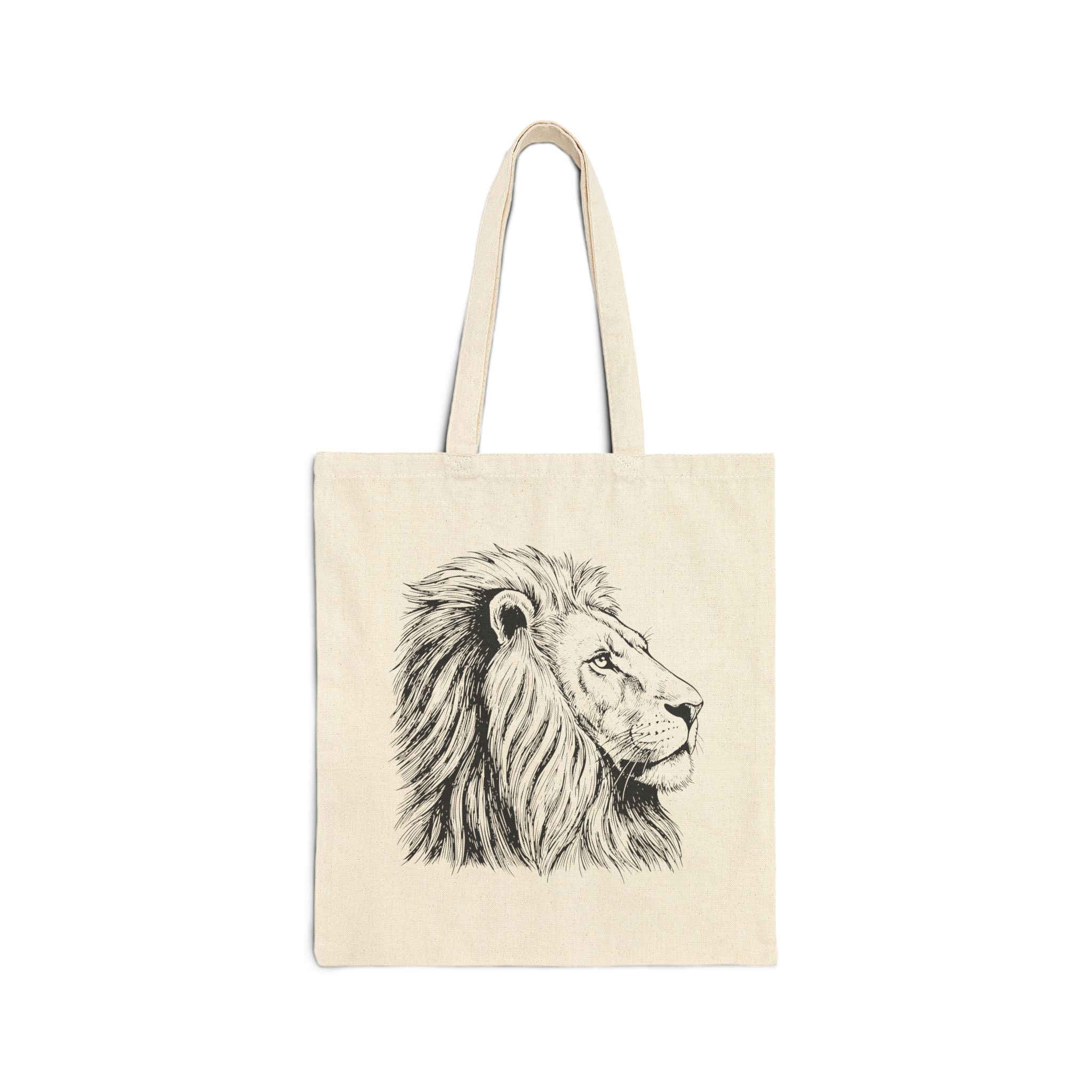 Lion Hand-Drawn Wildlife Portrait Tote