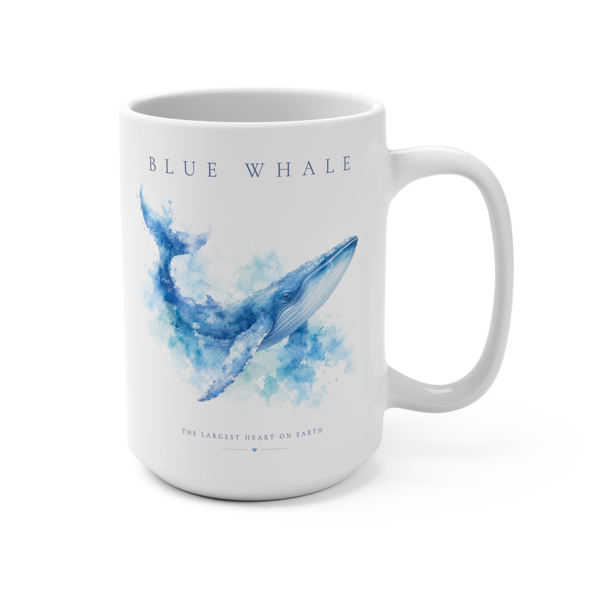 Blue Whale 15oz Mug - Watercolor Ocean Animal Coffee Cup