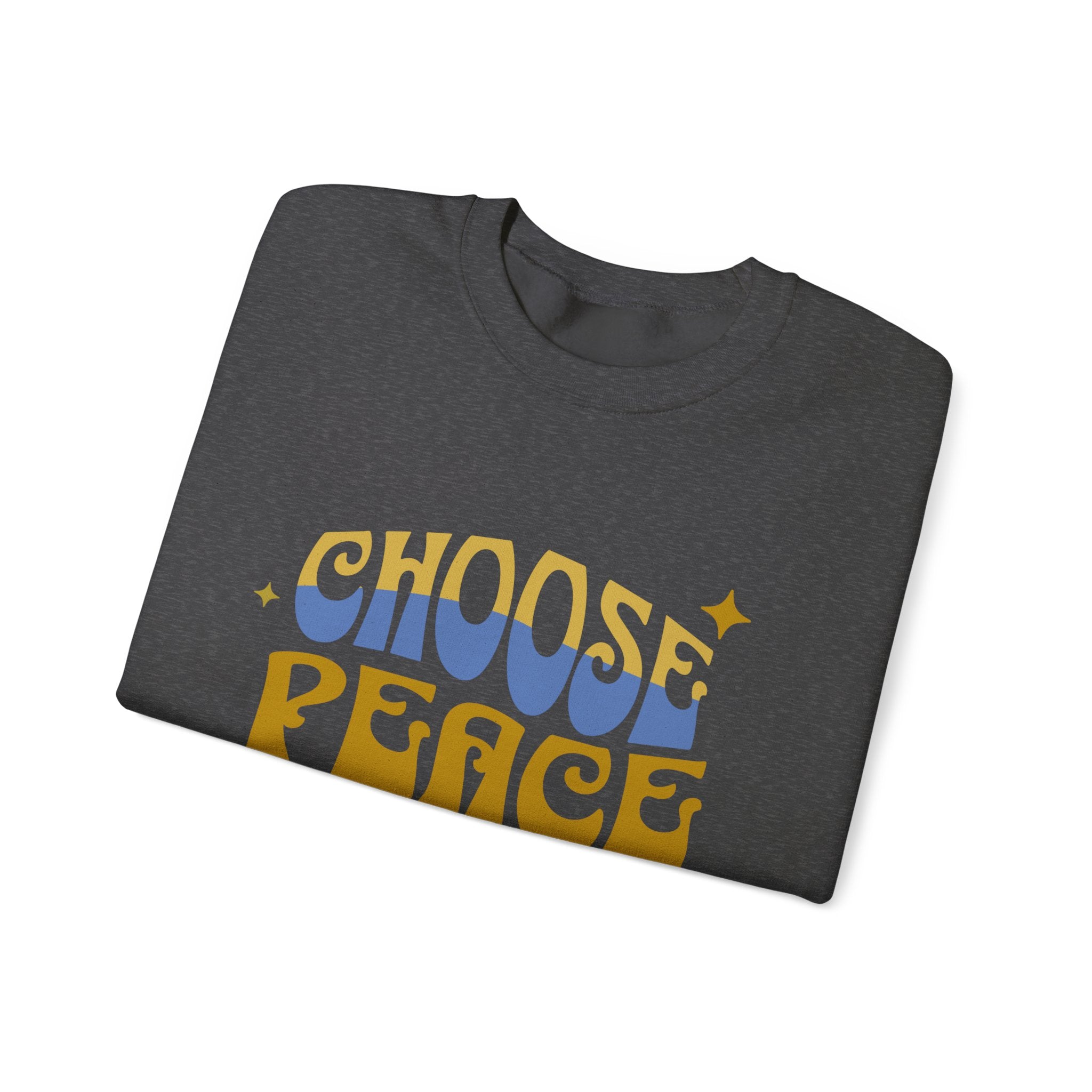Crewneck Sweatshirt — "Choose Peace Together" Retro Typography, Peace & Unity Graphic