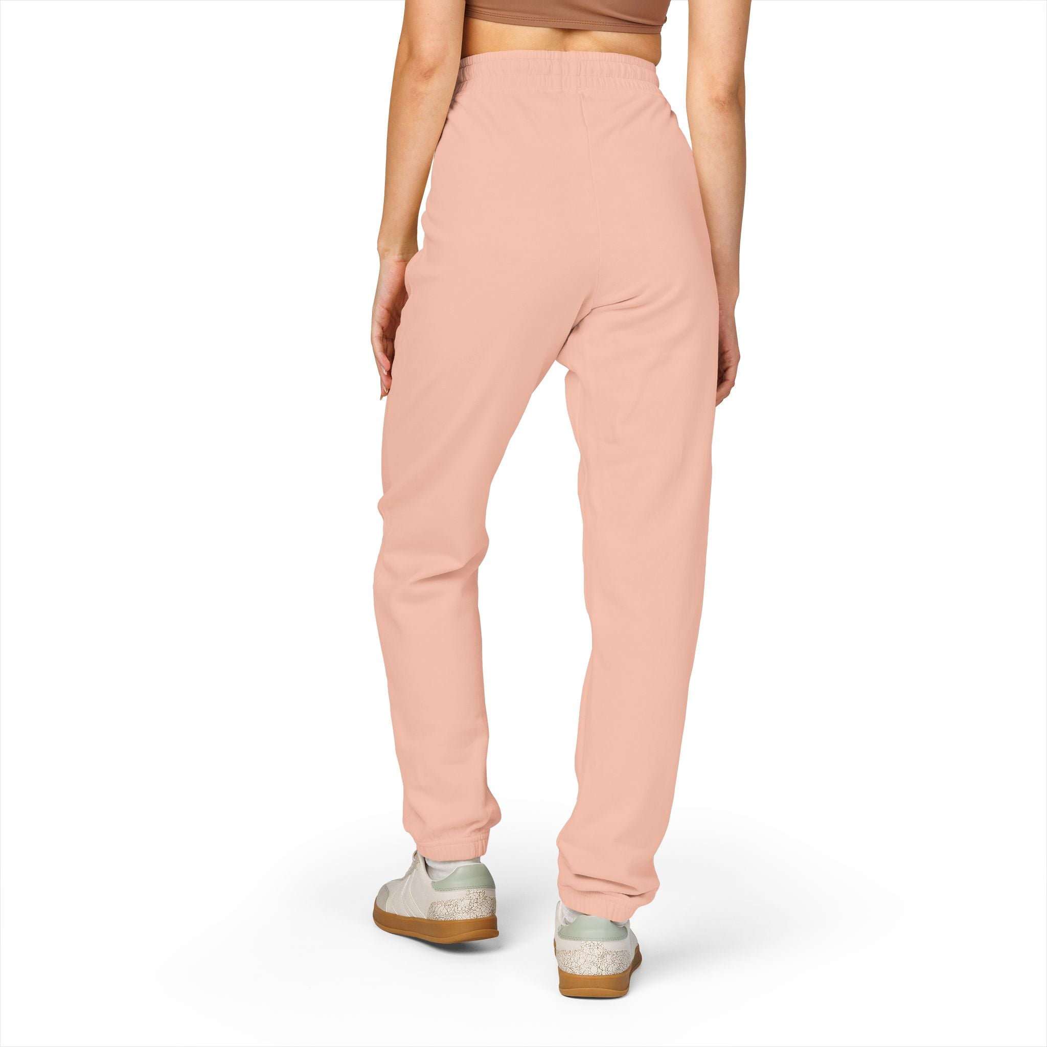 Rose Pink Fleece Sweatpants with Whale Tail Logo — Cozy Casual Lounge Joggers