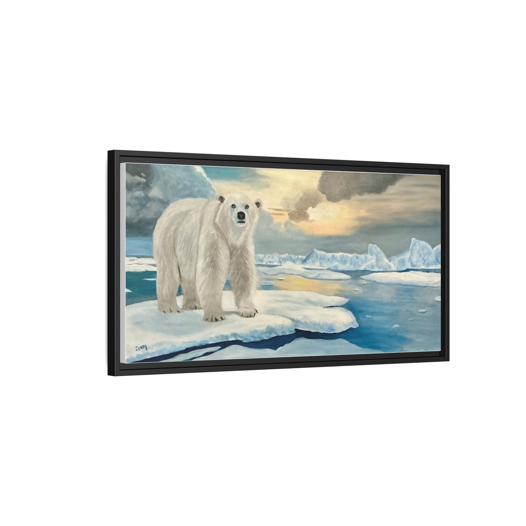 Polar Bear Arctic Canvas Print — Framed Matte Wall Art