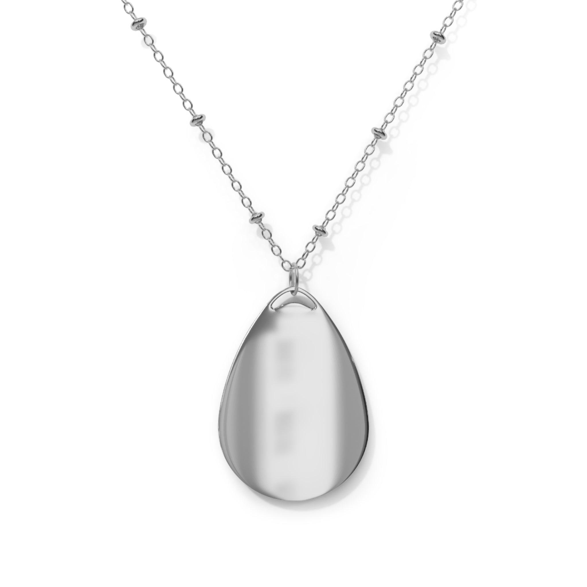 Oval Paw Print Necklace — Sterling Teardrop Pendant