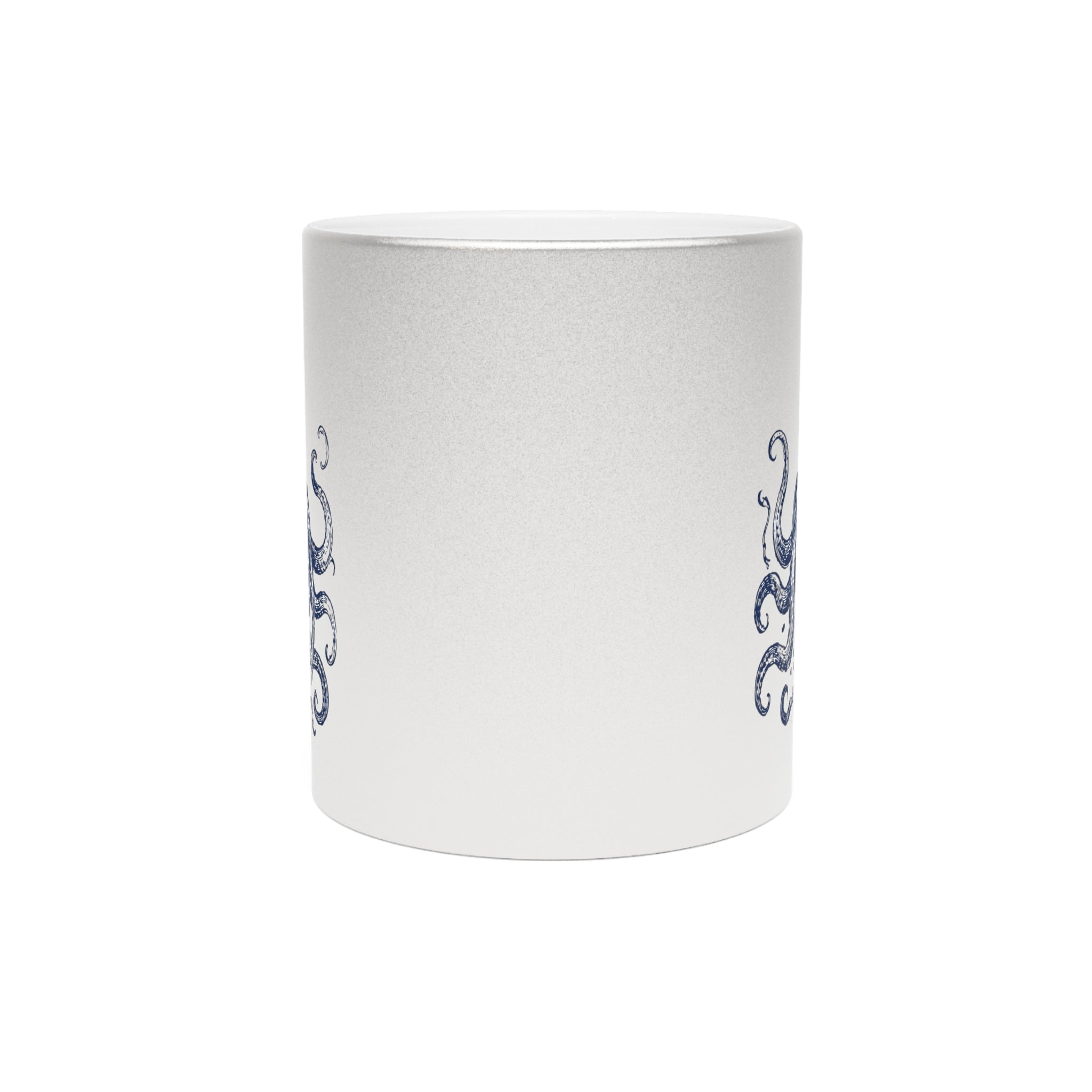 Metallic Octopus Ocean Neighbors Mug — Silver Shimmer Coffee Cup
