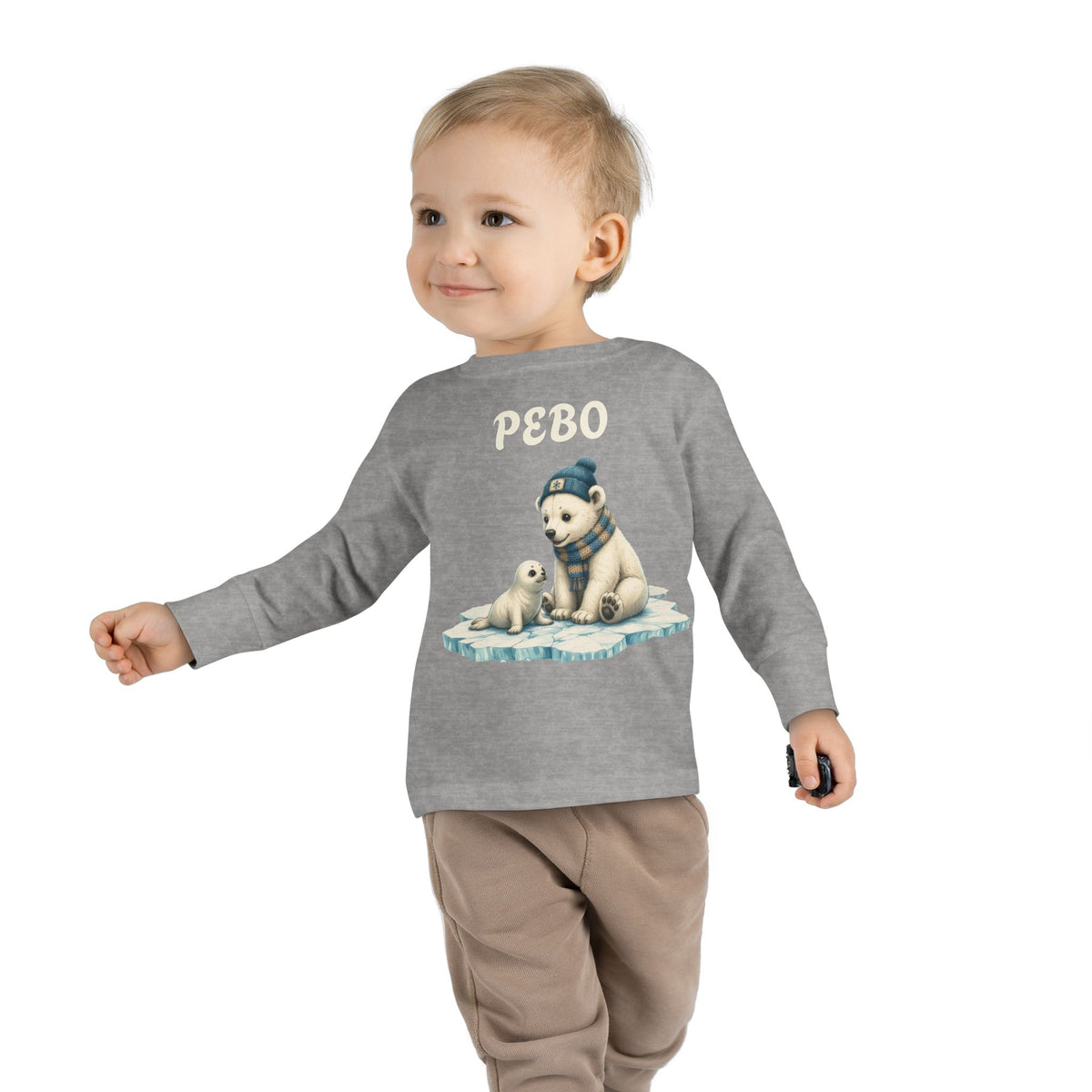 Toddler Long Sleeve Tee — Cozy Polar Bear & Seal Winter Shirt ("PEBO" Design)