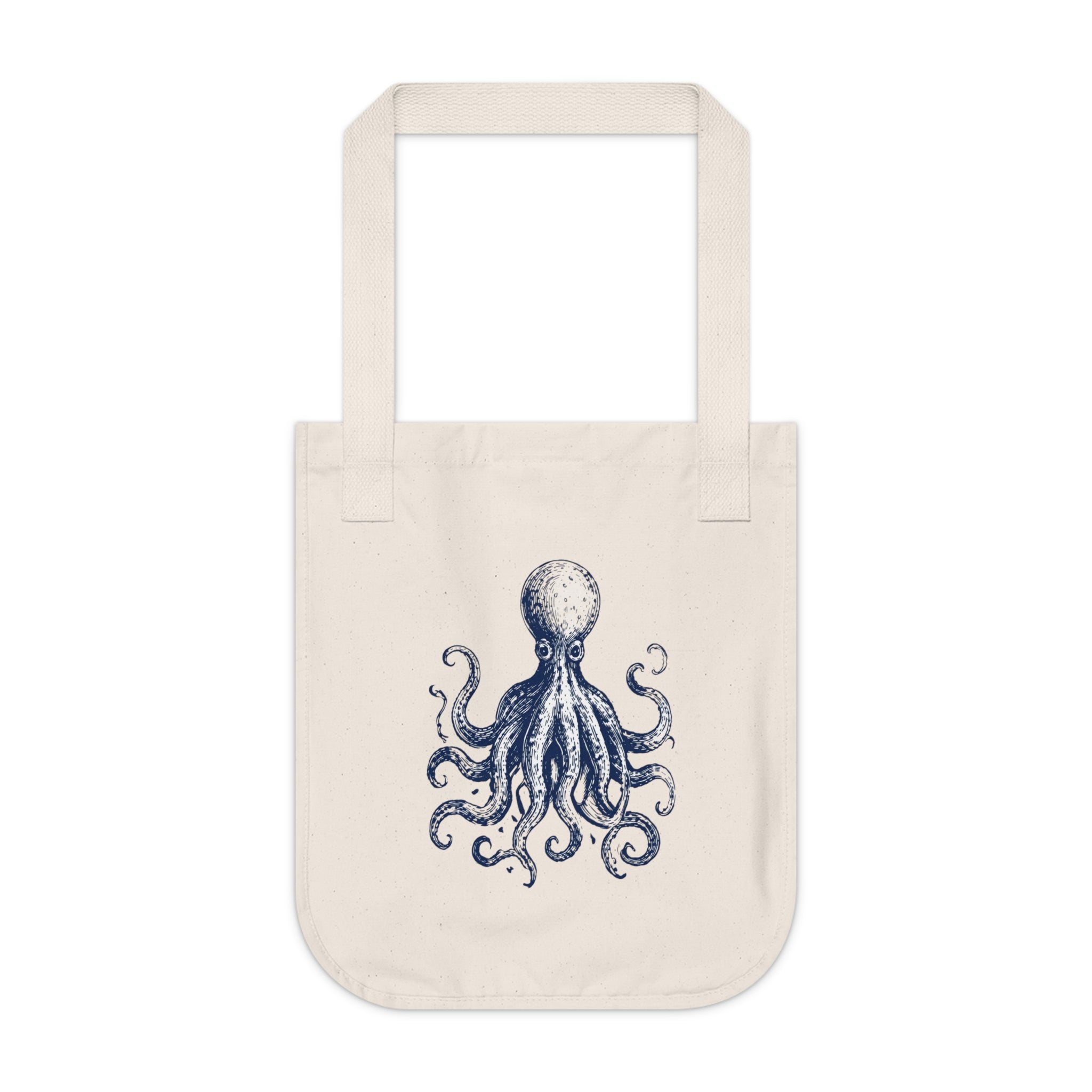 Octopus Canvas Tote — Vintage Ocean Neighbors Organic Tote Bag