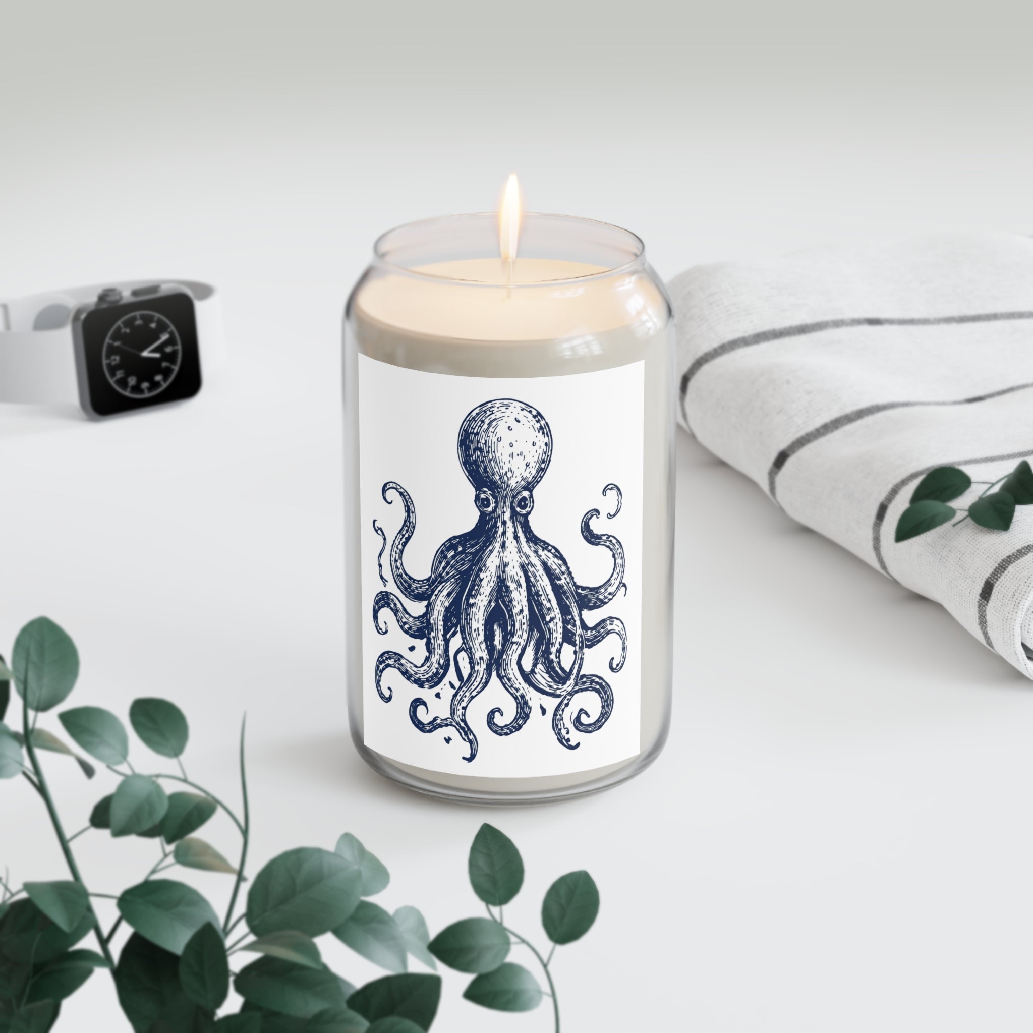 Octopus Scented Soy Candle — 13.75oz Nautical Ocean Breeze Candle