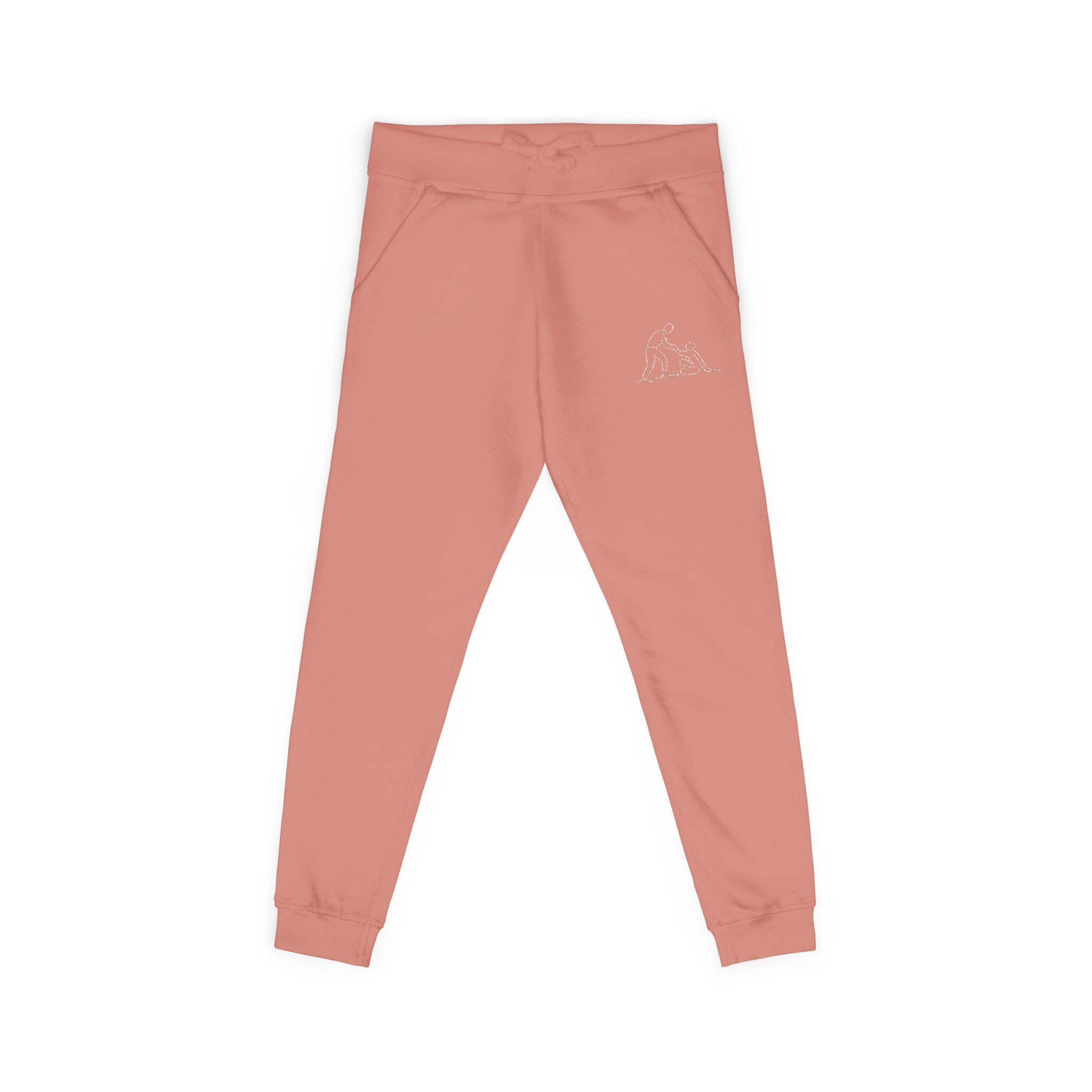 Embroidered Human Kind Dusty Rose Sweatpants — Cozy Fleece Joggers