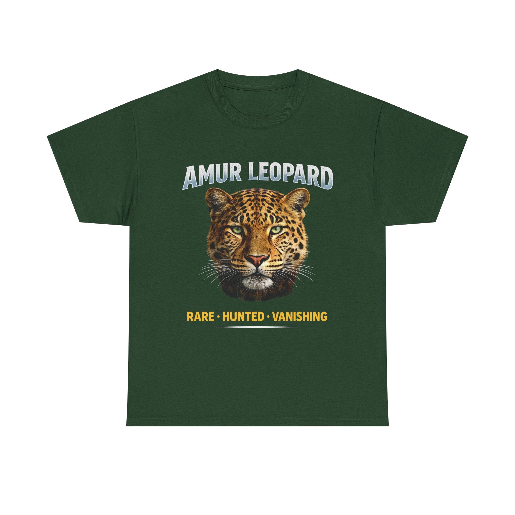 Amur Leopard Conservation Tee — 'Rare • Hunted • Vanishing' Wildlife T-Shirt